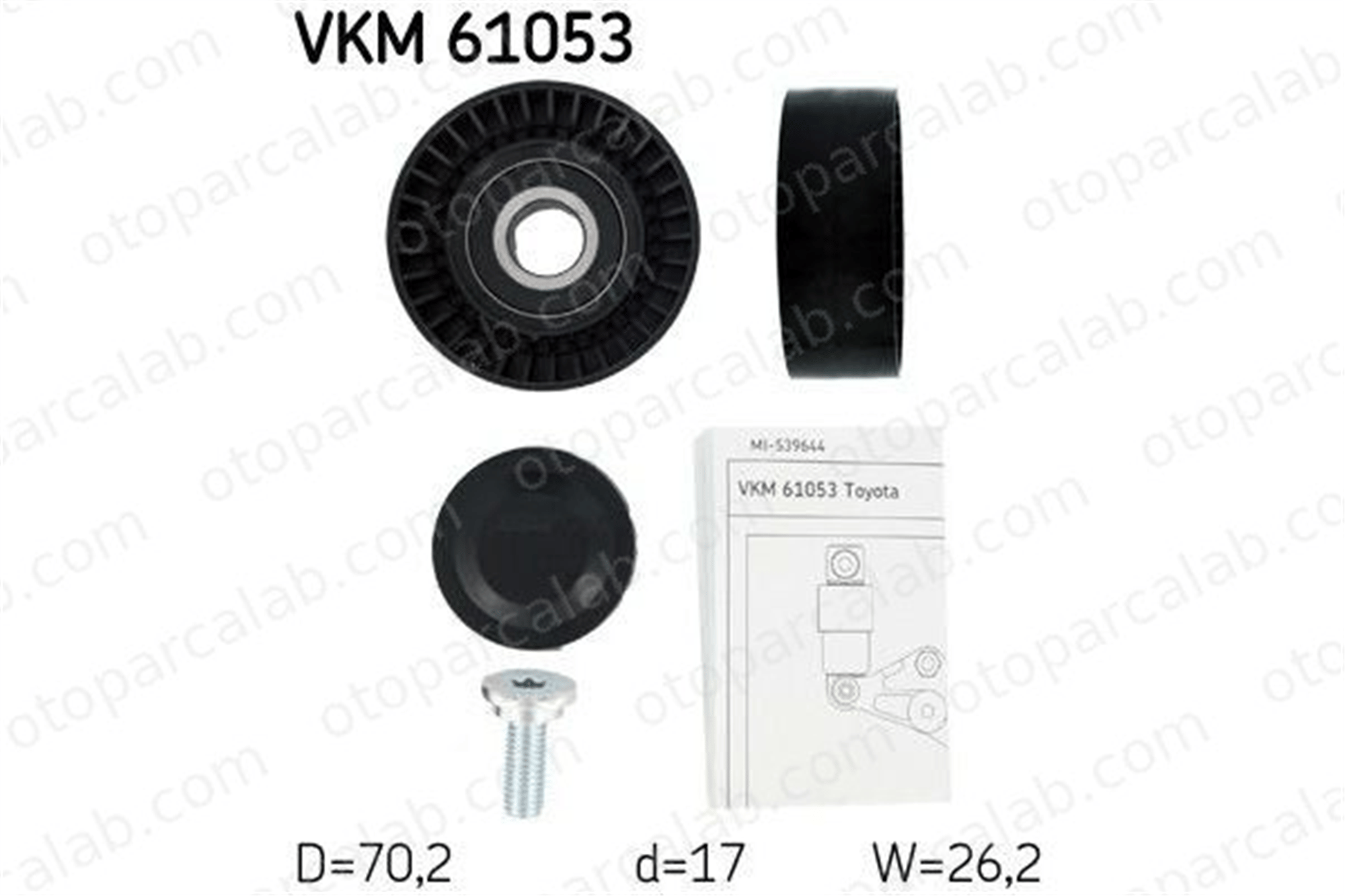 SKF VKM 61053 Vantilatör Kayış Gergi Rulmanı TOYOTA AVENSIS AVENSIS Station wagon 1662022010 1662022013(pulley)
