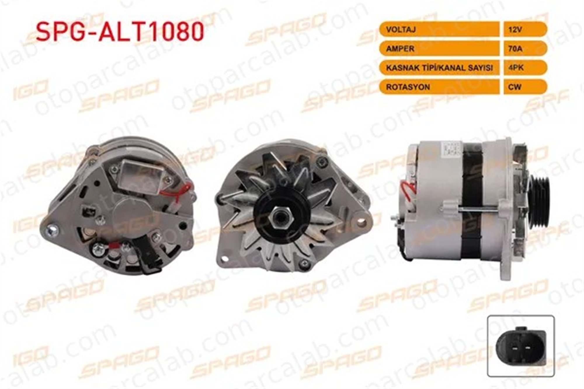 SPAGO ALT1080 Alternatör SKODA 105,120 FAVORIT 443113516630 443113516661
