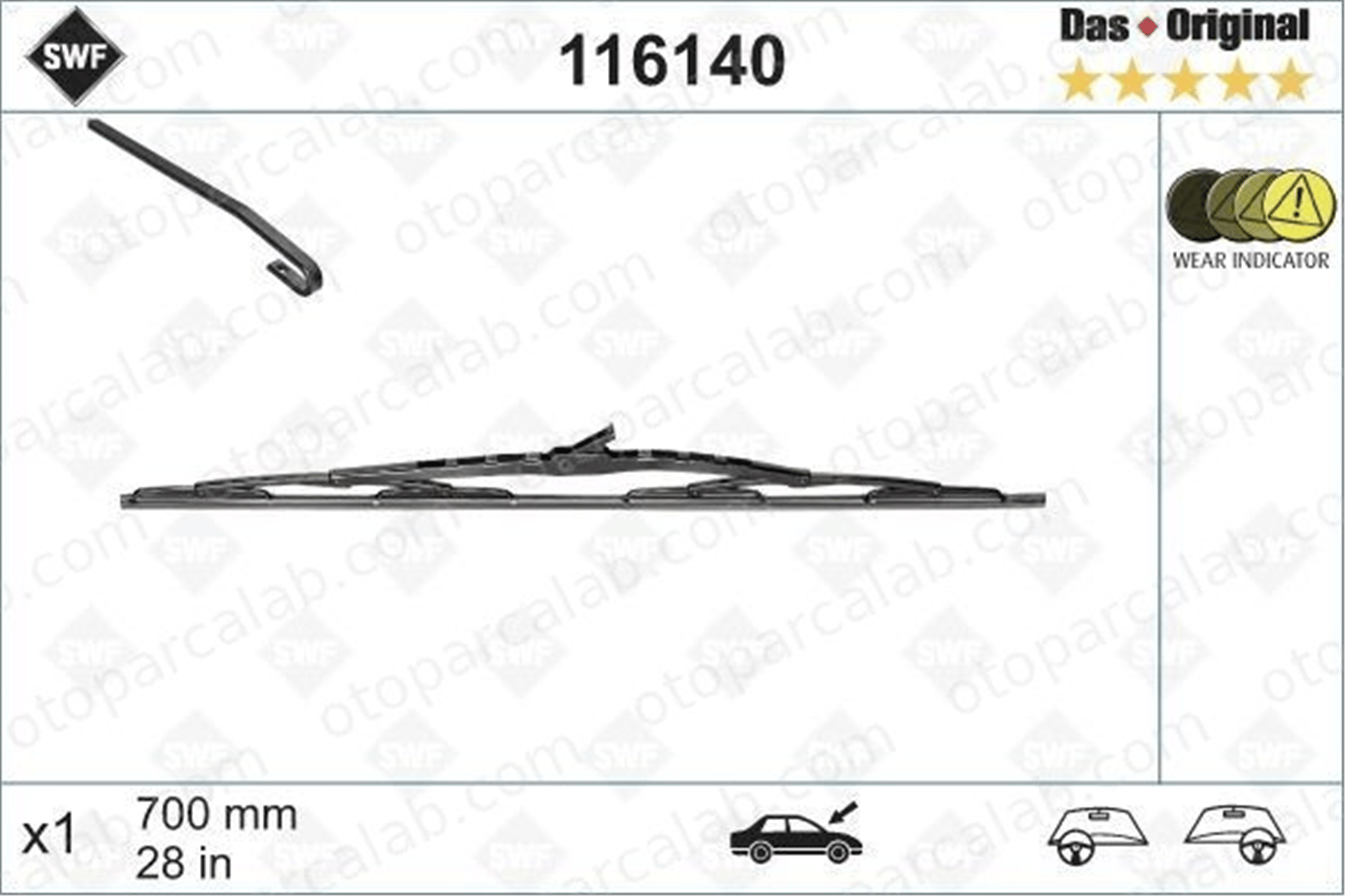 SWF 116140 Silecek Süpürgesi Ön 700 mm - 28 inç FORD TRANSIT Panelvan/Van TRANSIT Minibüs/Otobüs SWF116140