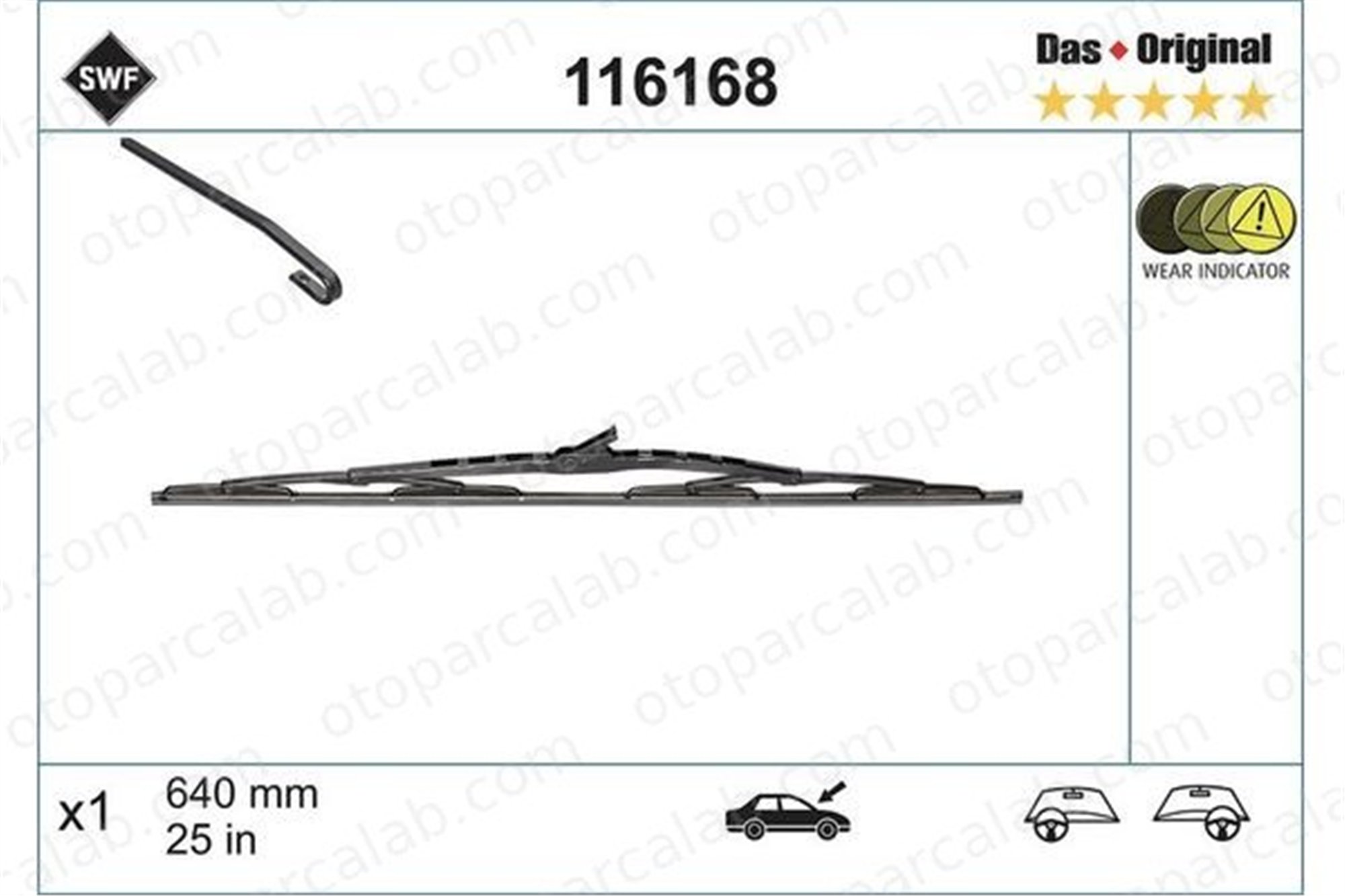 SWF 116168 Silecek Süpürgesi Ön 640 mm - 25 inç MERCEDES-BENZ E-SERISI E-SERISI T-Model A2108200245 2108200045