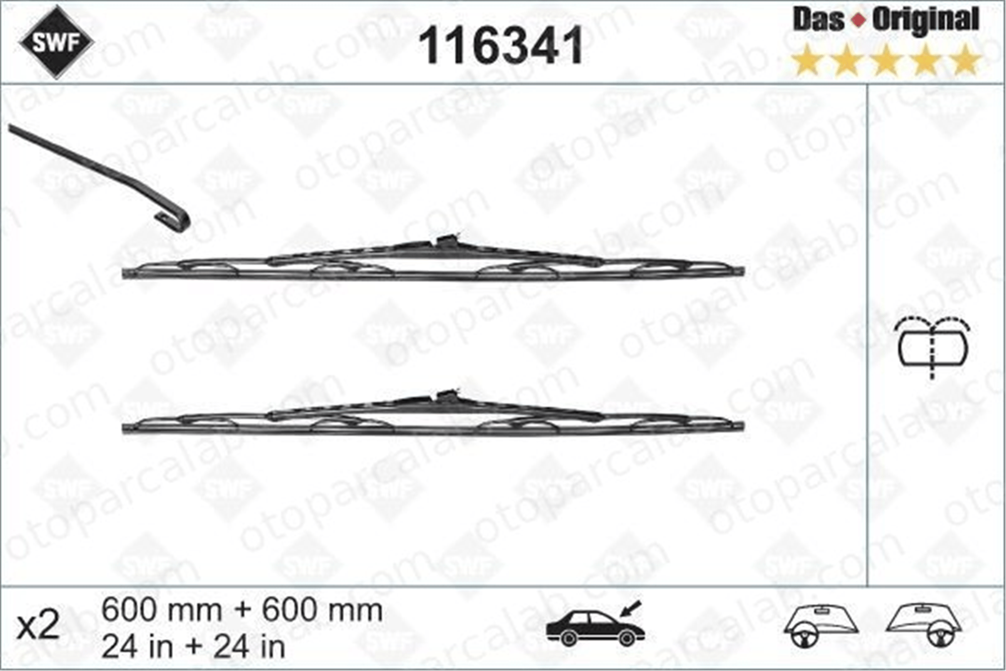 SWF 116341 Silecek Süpürgesi Ön 600/600 mm - 24/24 inç IVECO DAILY IV Platform şasi DAILY IV Panelvan/Van BTM600R21 7711220954