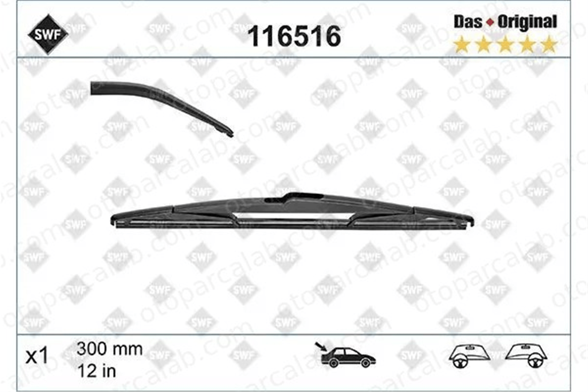 SWF 116516 Silecek Süpürgesi Arka 300 mm - 12 inç VOLVO V60 I SAAB 9-3 Station wagon 7S71N17402BA 1609419880