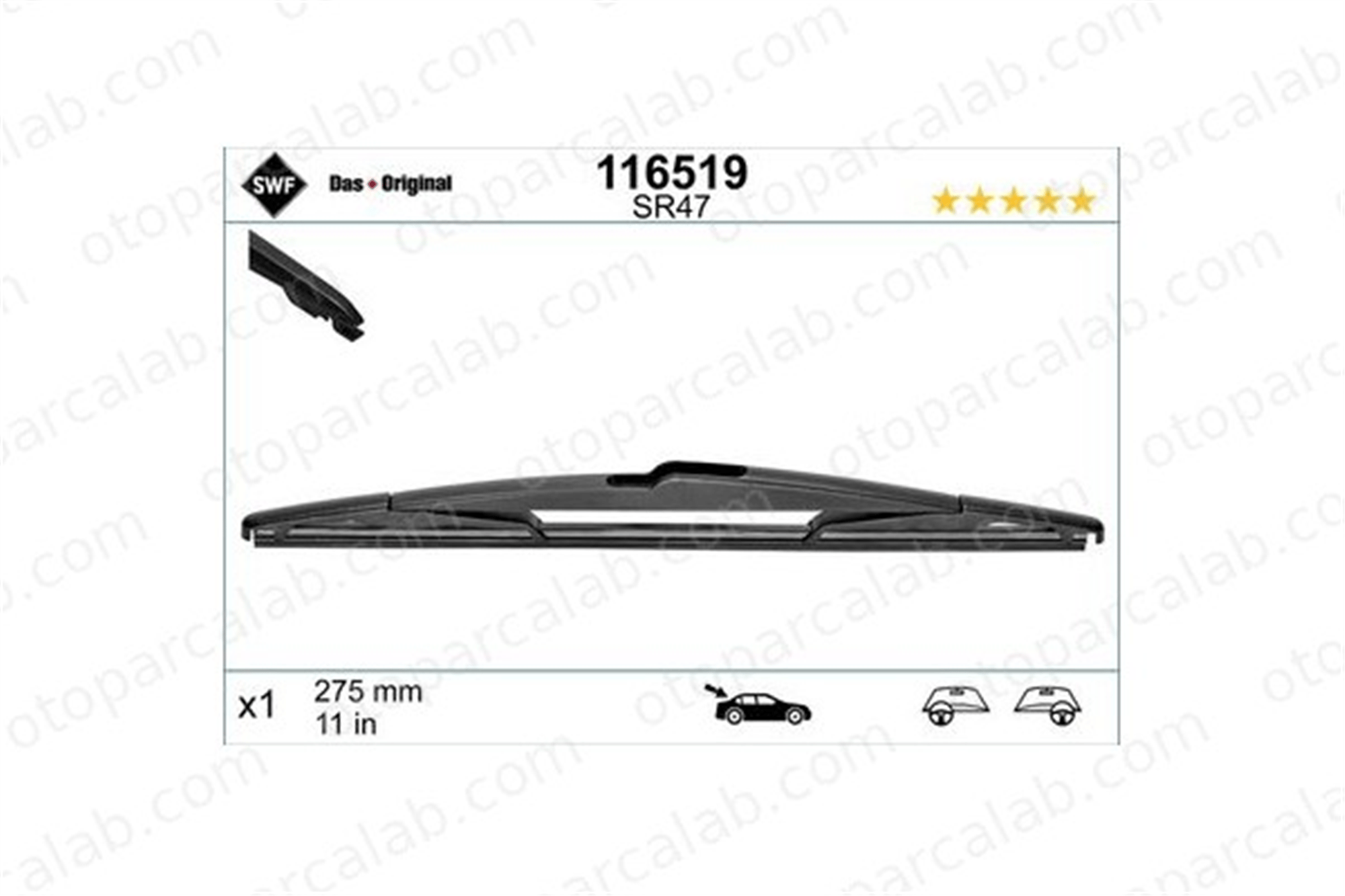 SWF 116519 Silecek Süpürgesi Arka 280 mm - 11 inç KIA SORENTO II HYUNDAI KONA 988501R000 988502K000