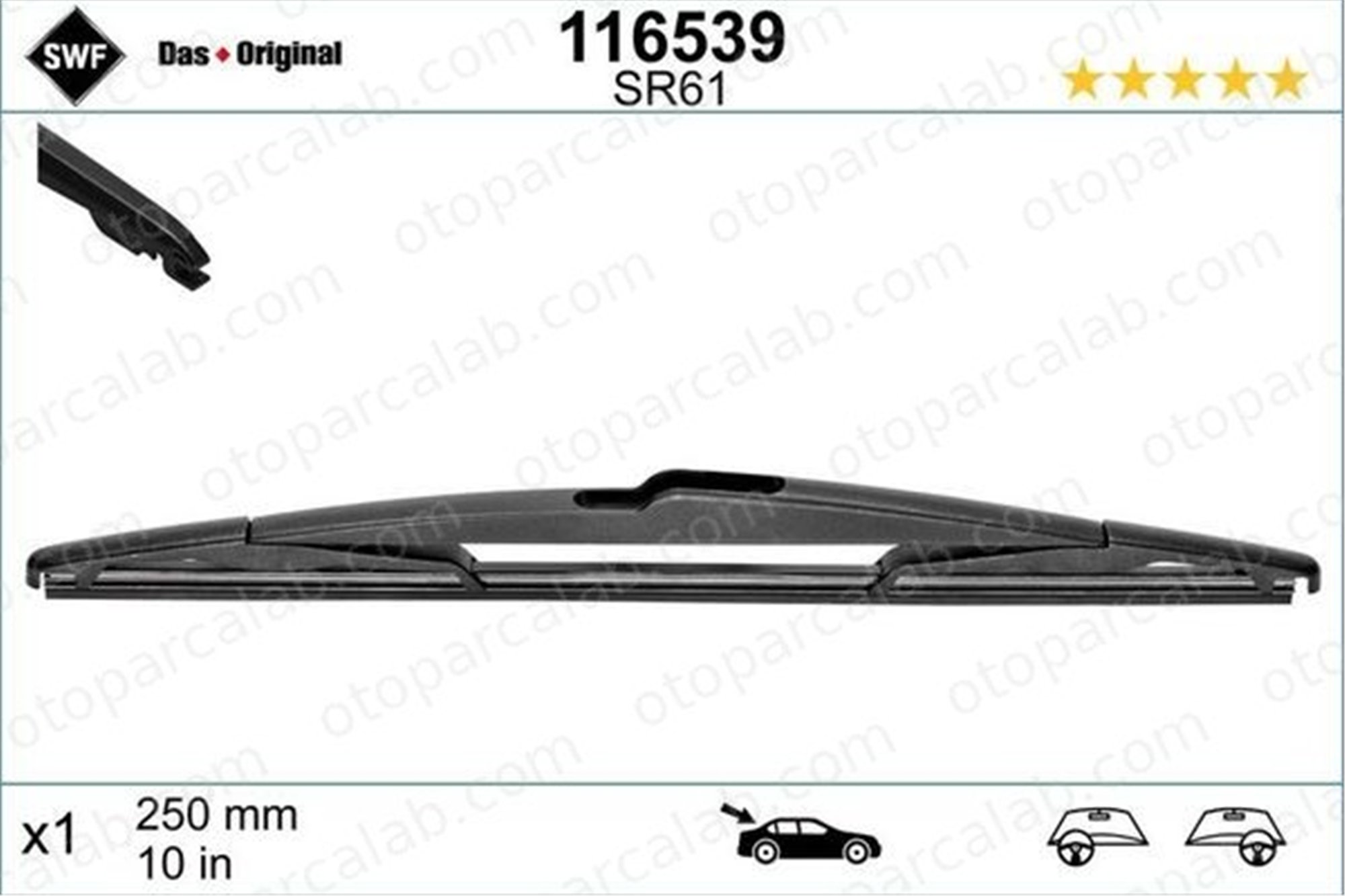 SWF 116539 Silecek Süpürgesi Arka 255 mm - 10 inç TOYOTA RAV 4 IV SUZUKI SWIFT V 155250169 852420E110