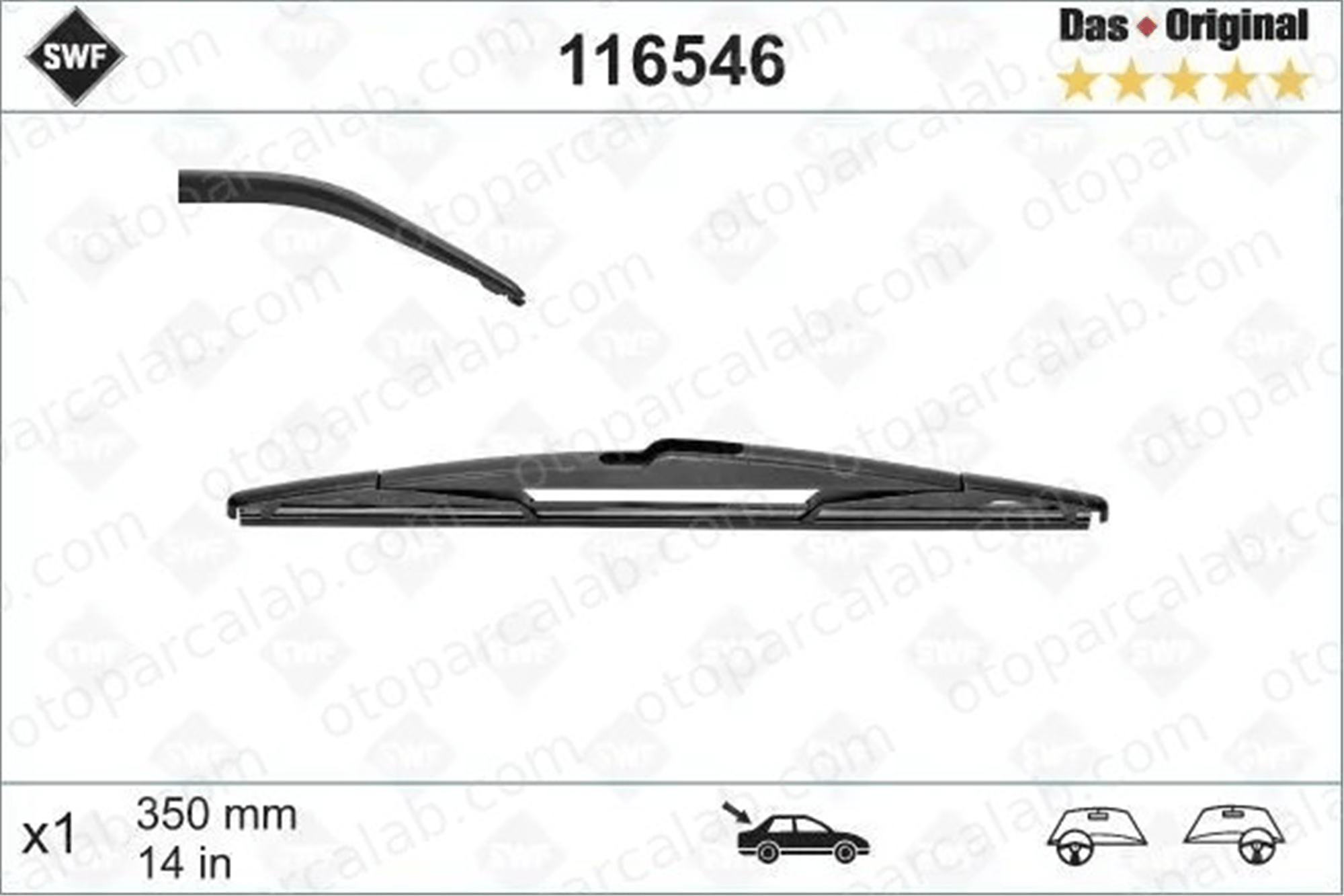 SWF 116546 Silecek Süpürgesi Arka 350 mm - 14 inç RENAULT MEGANE III Coupe MEGANE III Hatchback 61623428599 3428599