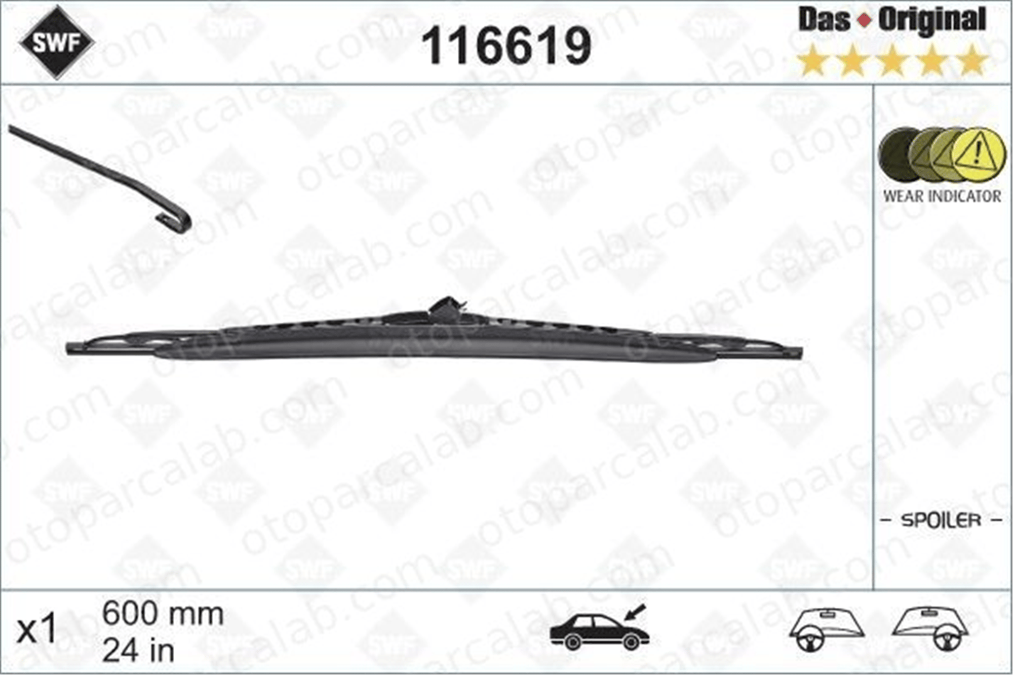 SWF 116619 Silecek Süpürgesi Ön 600 mm - 24 inç OPEL VECTRA C GTS VECTRA C A1688201245
