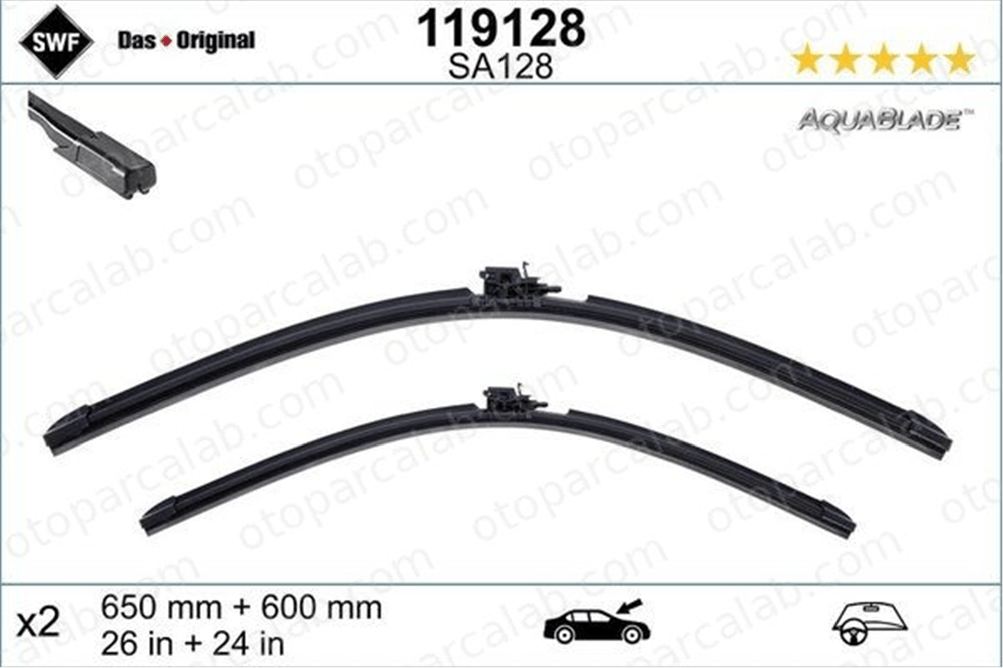 SWF 119128 Silecek Süpürgesi Ön 650/600 mm - 26/24 inç MERCEDES-BENZ SPRINTER 3,5-t Panelvan/Van SPRINTER 3,5-t Platform şasi 9108240100 A9108240100