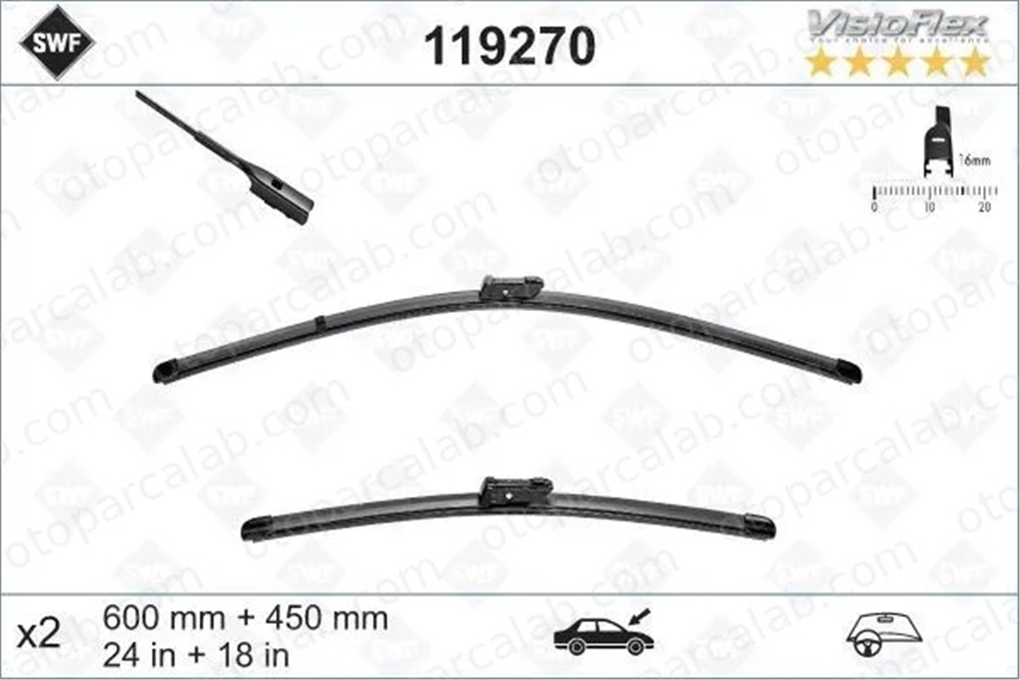 SWF 119270 Silecek Süpürgesi Ön Muz Tip 600/600 mm - 24/24 inç SKODA OCTAVIA III OCTAVIA III Combi 5E1998001 155252168