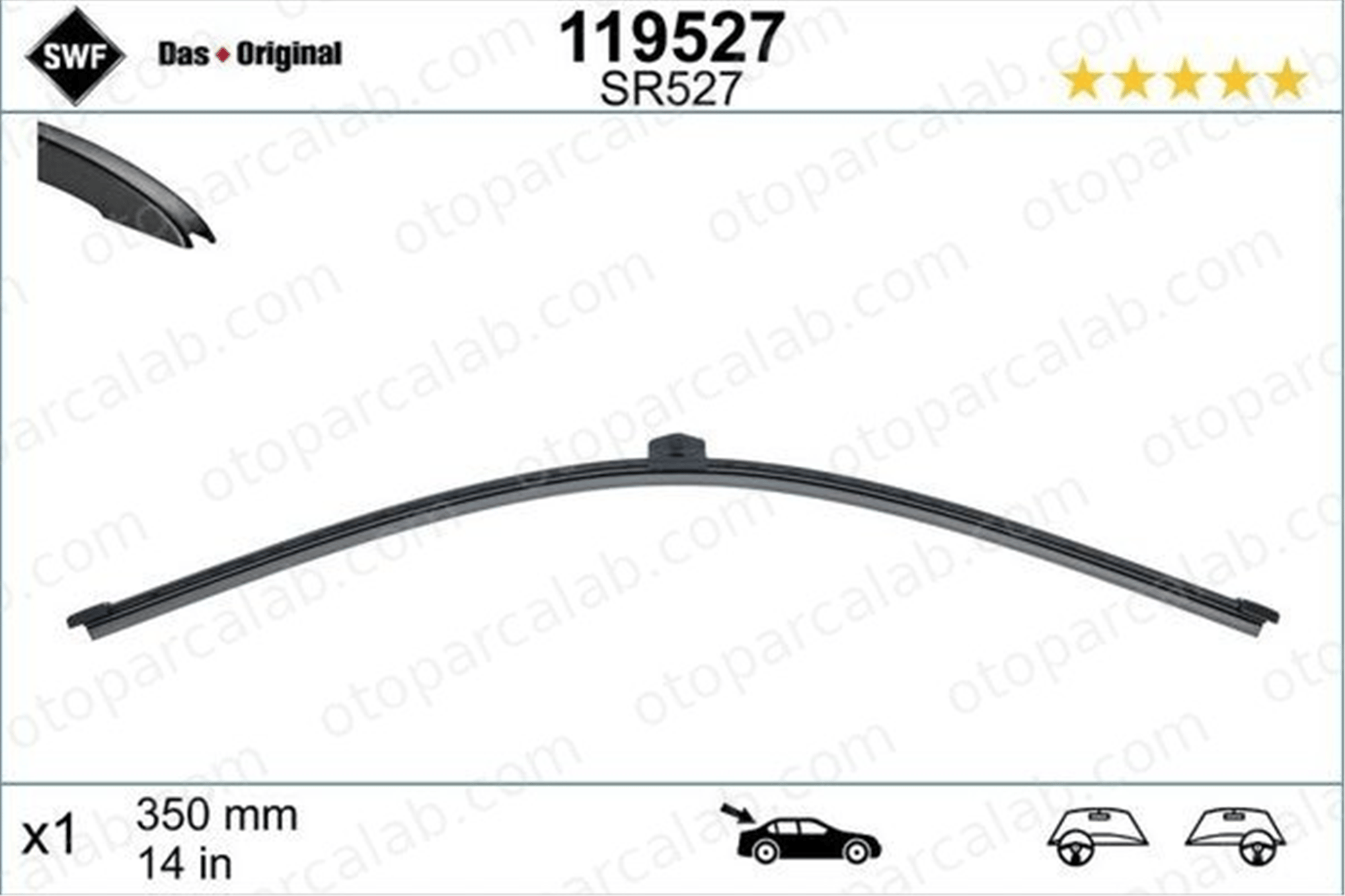 SWF 119527 Silecek Süpürgesi Arka 350 mm - 14 inç AUDI A3 Sportback A3 7P6955427 83A955425