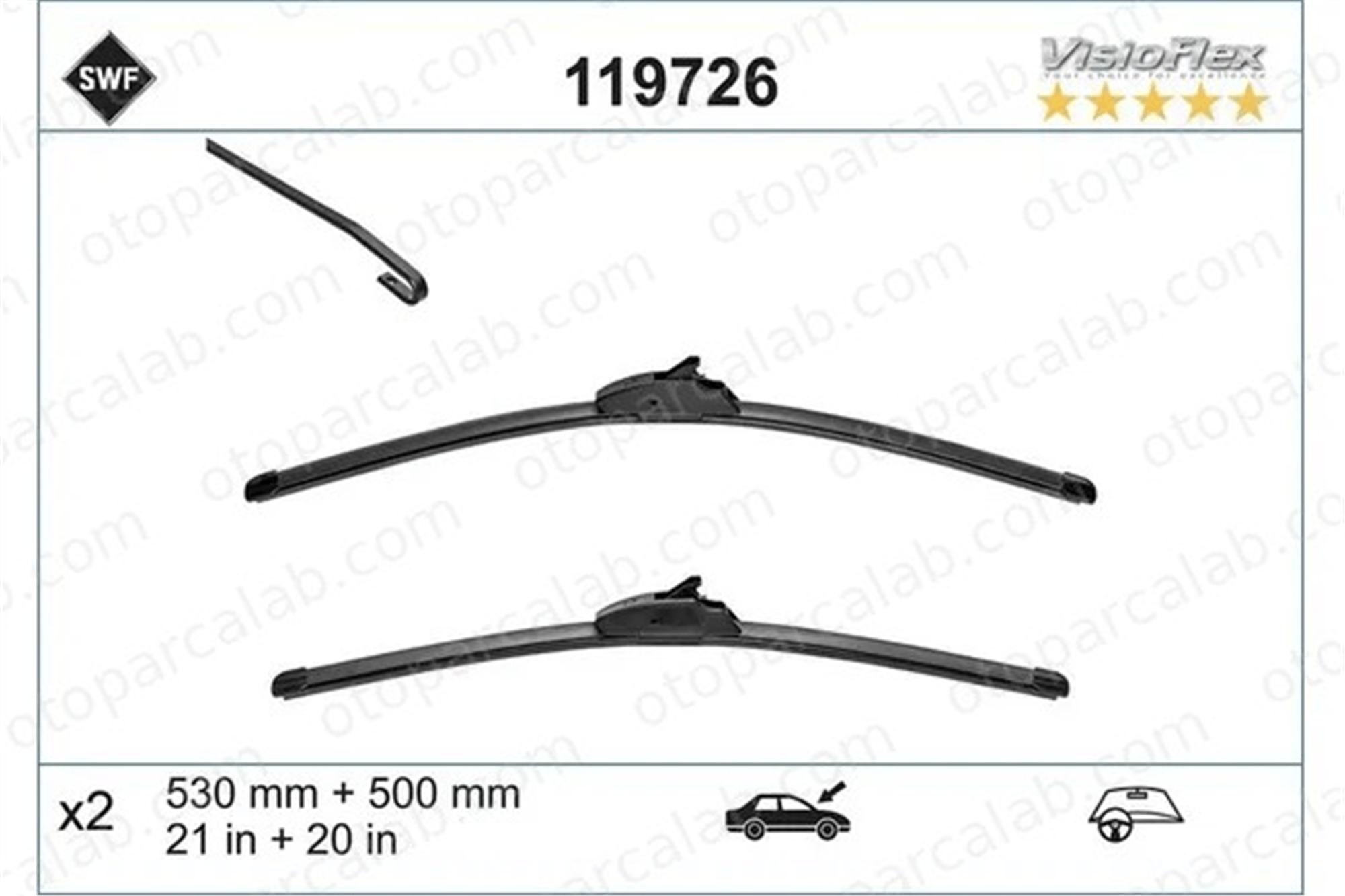 SWF 119726 Silecek Süpürgesi Ön 530/500 mm - 21/20 inç VOLVO V40 Station wagon BMW 3 Z313Z312 61619069197