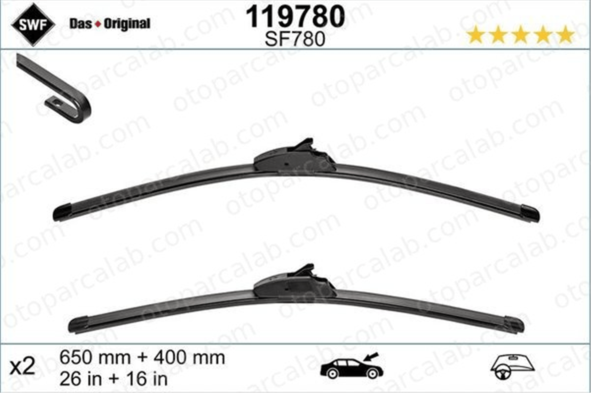 SWF 119780 Silecek Süpürgesi Ön 650/400 mm - 26/16 inç PEUGEOT 206 Hatchback HYUNDAI TUCSON 76620SWAG11 76630SWAA01