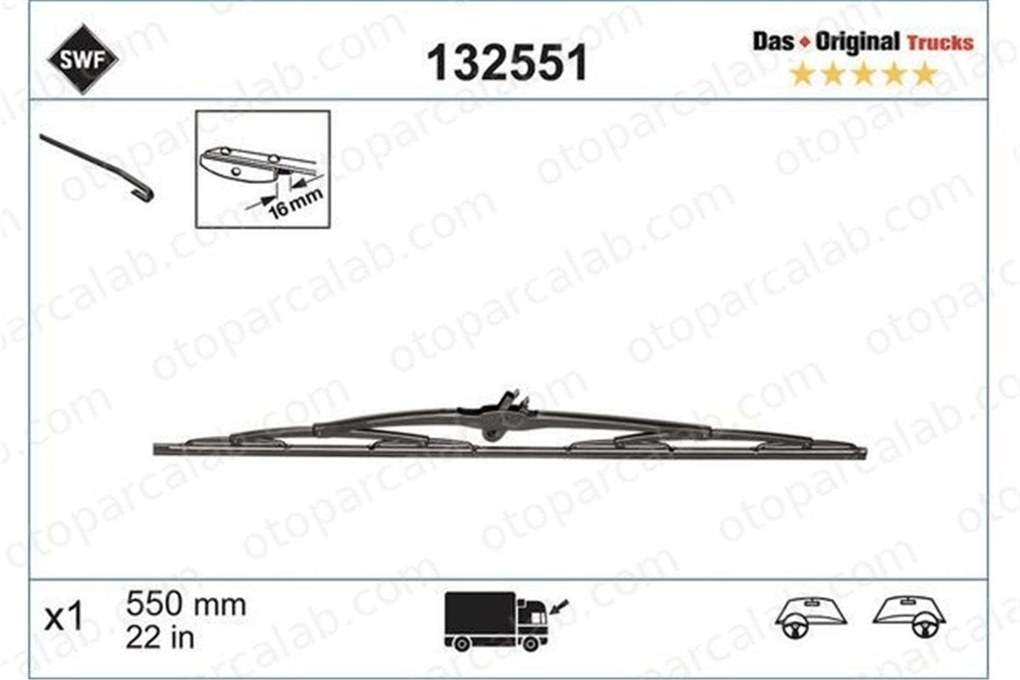 SWF 132551 Silecek Süpürgesi Ön 550 mm - 22 inç MERCEDES-BENZ SPRINTER 4-t Panelvan/Van SPRINTER 4-t Platform şasi 7731405009