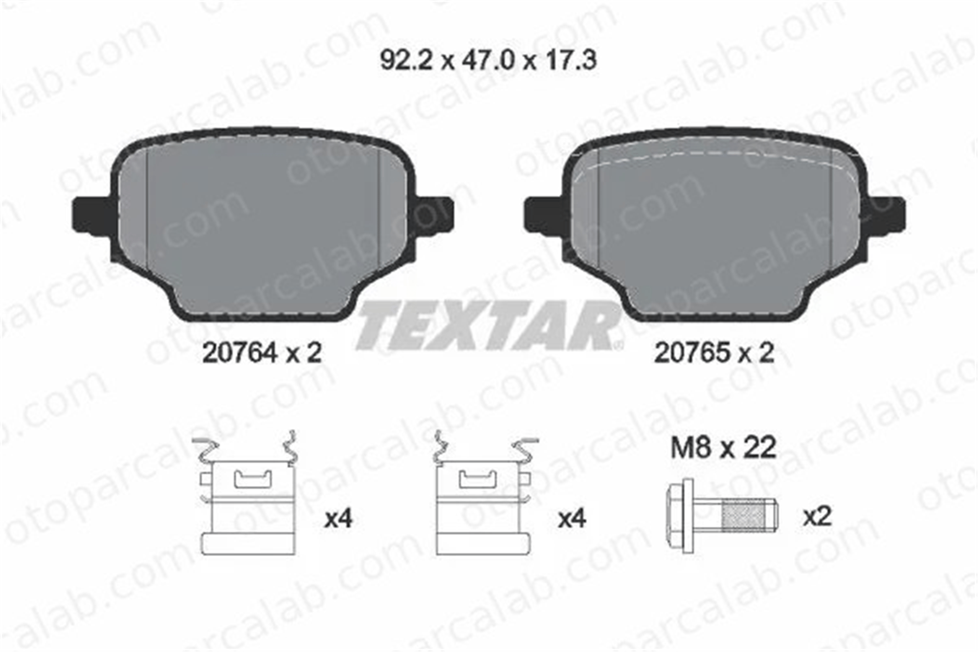 TEXTAR 2076401 Fren Disk Balata Arka PEUGEOT PARTNER Kasa/büyük limuzin CITROËN BERLINGO Kasa/büyük limuzin 1635254980 1647887380