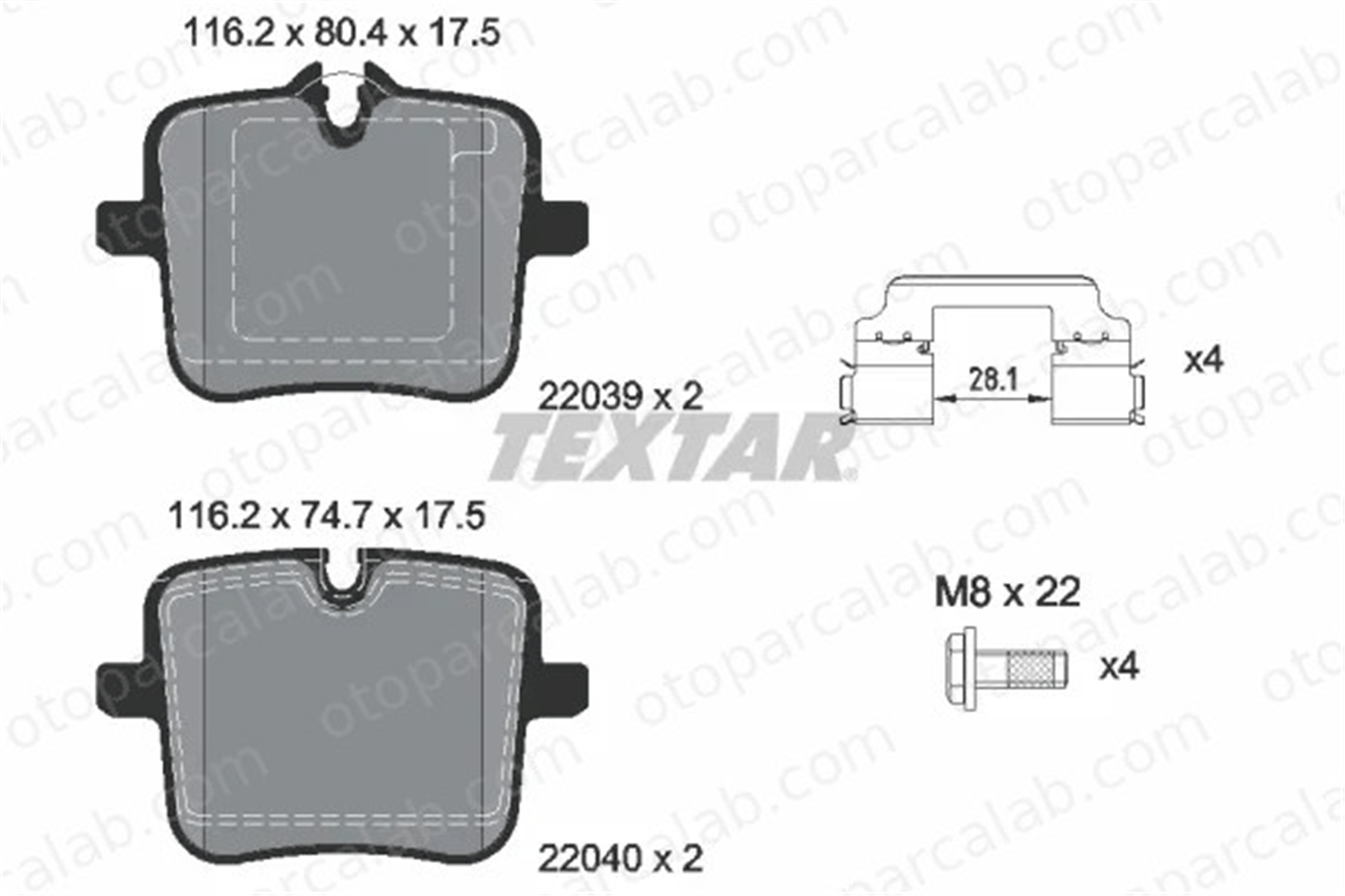 TEXTAR 2203901 Fren Disk Balata Arka BMW X5 8 Coupe 34217991043 34207883269