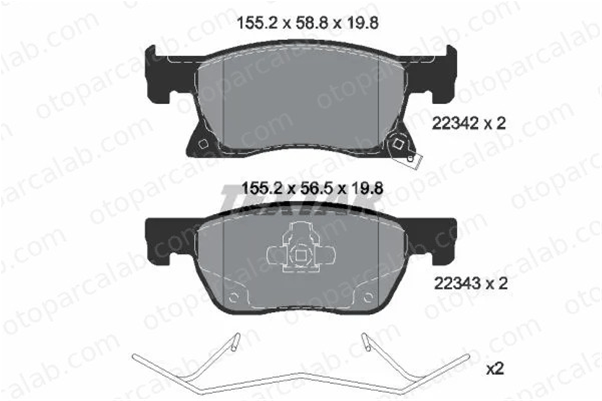 TEXTAR 2234201 Fren Disk Balata Ön OPEL ASTRA K ASTRA K Sports Tourer 39103797 13478300