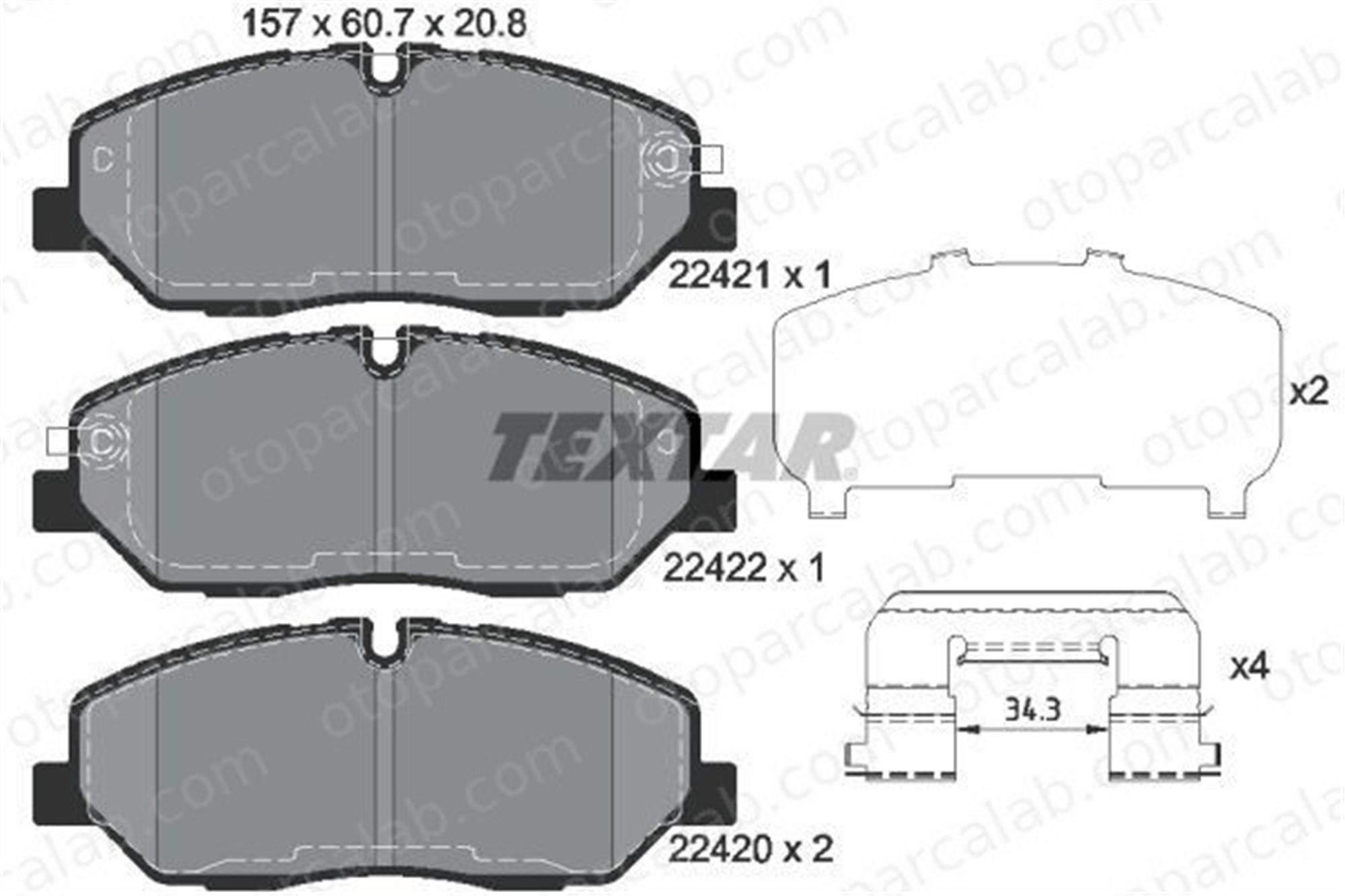 TEXTAR 2242101 Fren Disk Balata Ön HYUNDAI H350 Minibüs/Otobüs H350 Panelvan/Van 2242101 5810159A00