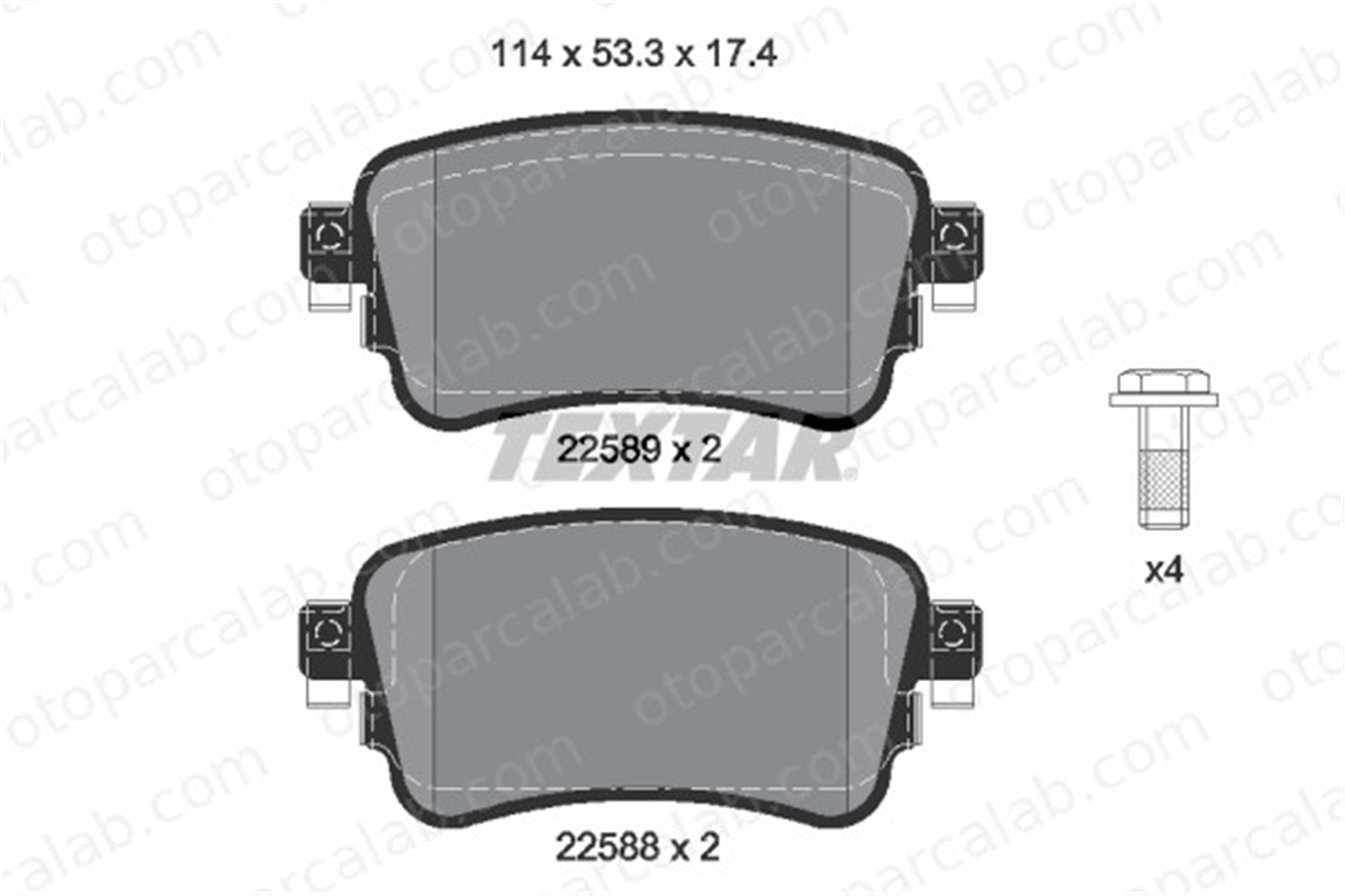TEXTAR 2258801 Fren Disk Balata Arka CITROËN SPACETOURER Minibüs/Otobüs JUMPY Panelvan/Van 1673603880 1675991880