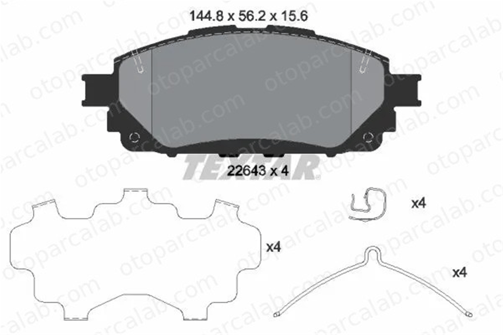 TEXTAR 2264301 Fren Disk Balata Ön TOYOTA HILUX VIII Pick-up 2264301 44650K380