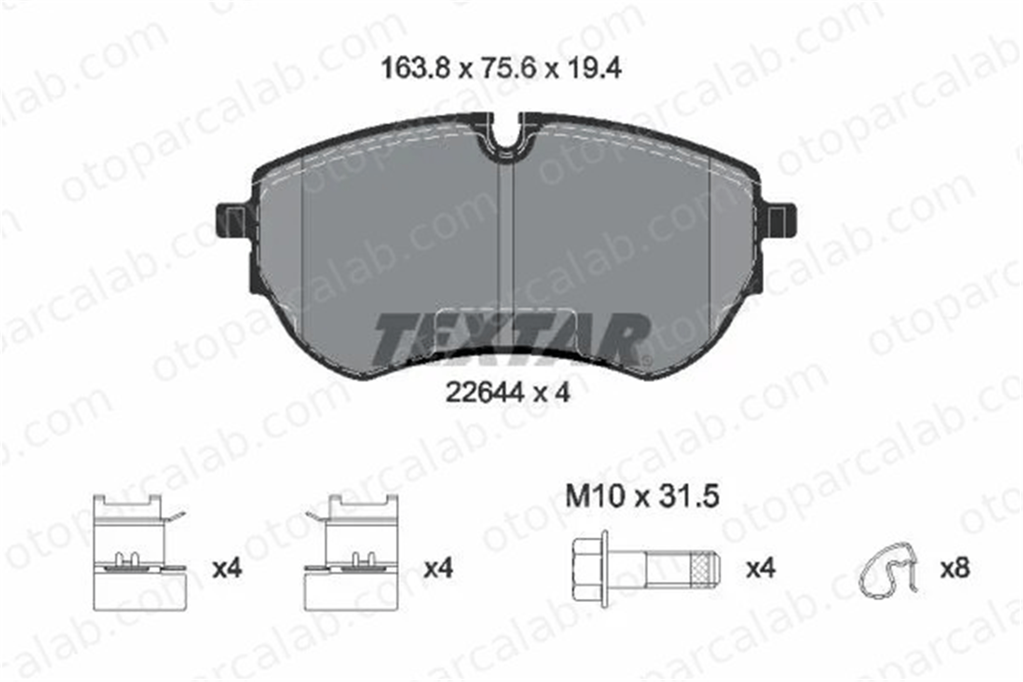TEXTAR 2264401 Fren Disk Balata Ön VW AMAROK AMAROK Platform şasi 2H6698151A 2H6698151