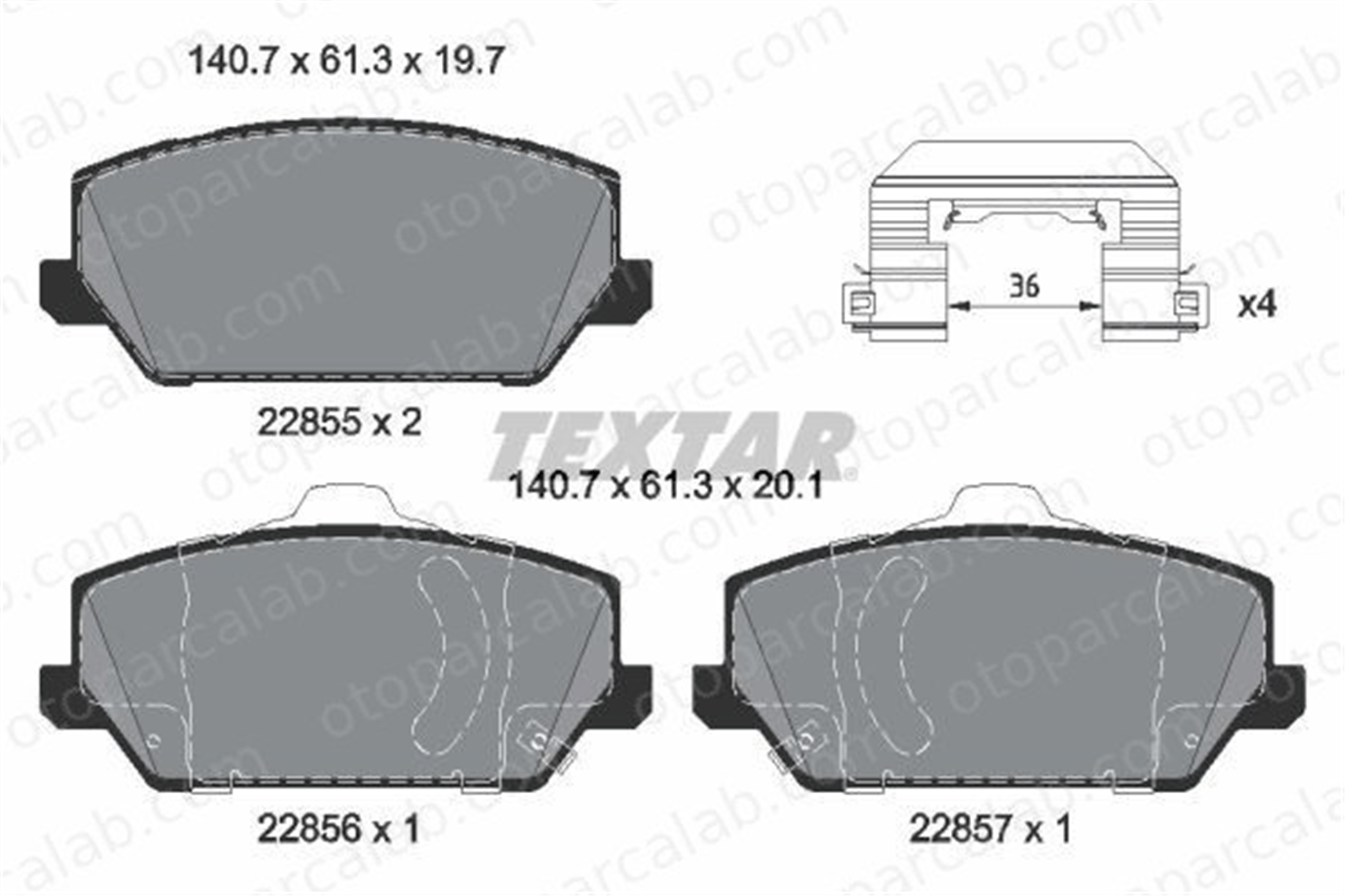 TEXTAR 2285501 Fren Disk Balata Ön HYUNDAI i30 FASTBACK SANTA FE IV 2285501 58101G8A30