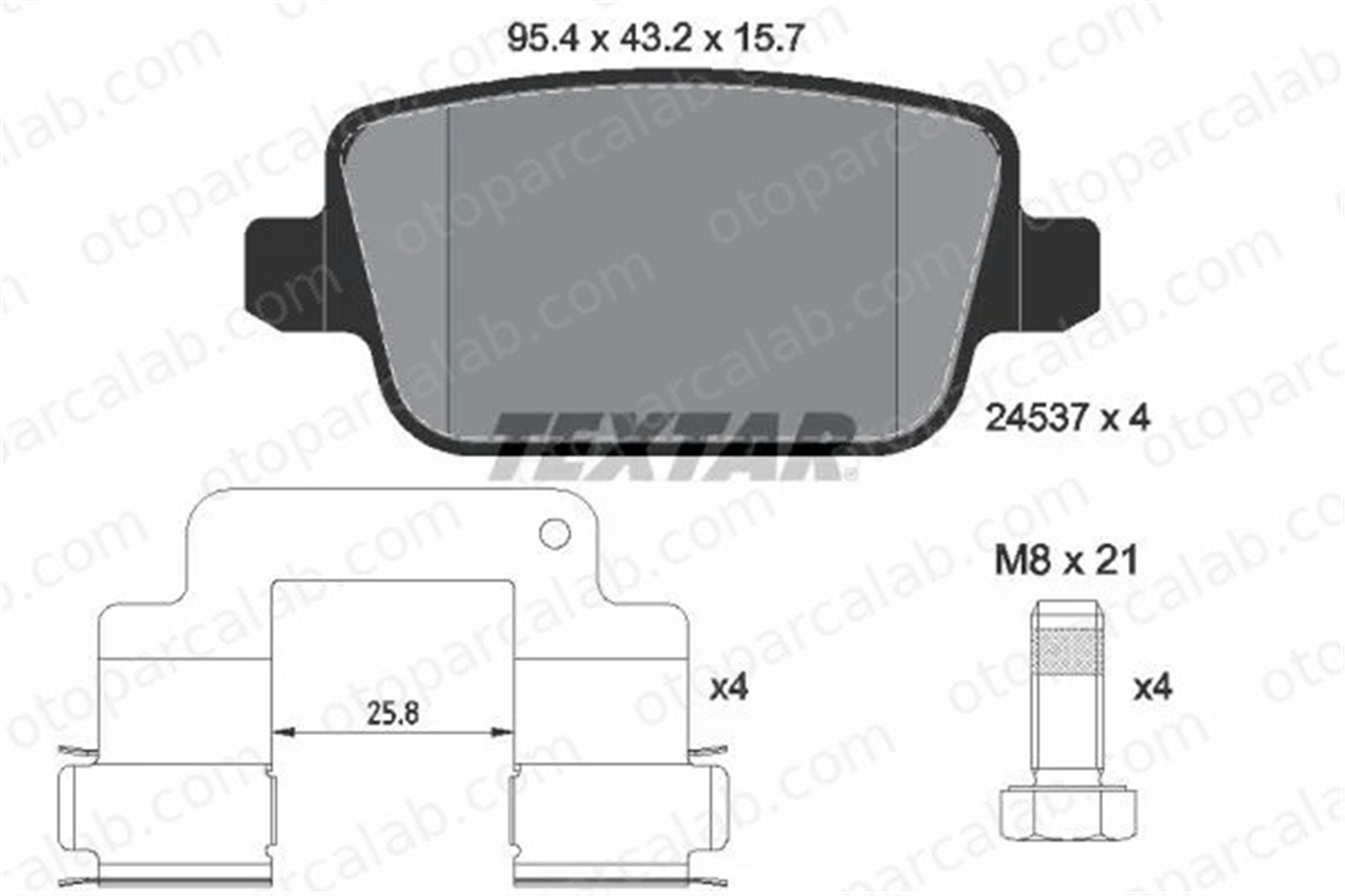 TEXTAR 2453701 Fren Disk Balata Arka PROTON EXORA PREVÉ LR003657 LR003655