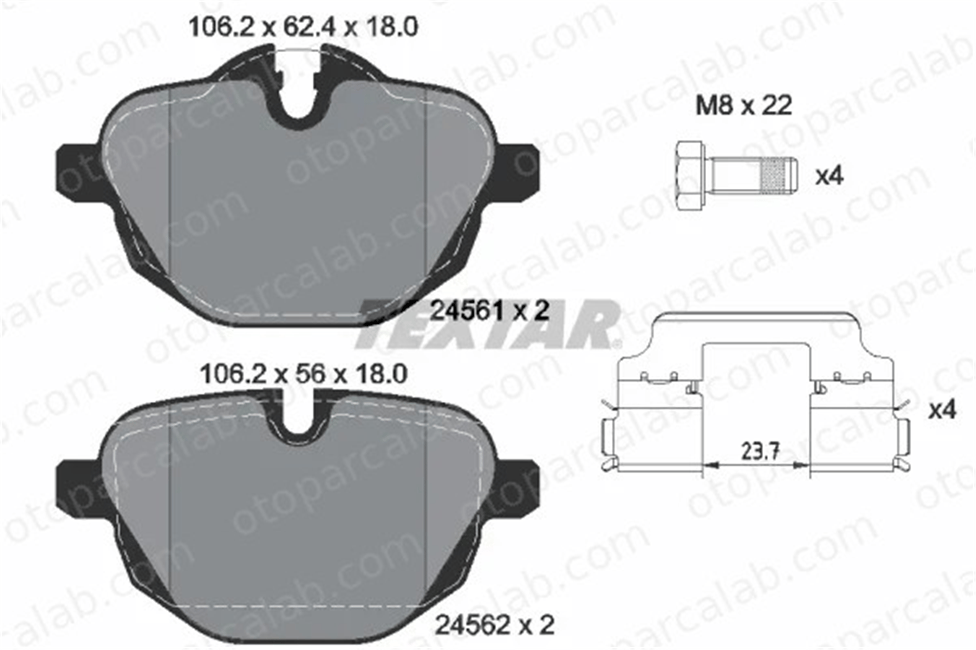 TEXTAR 2456101 Fren Disk Balata Arka BMW 5 5 Touring 34216862202 2449288