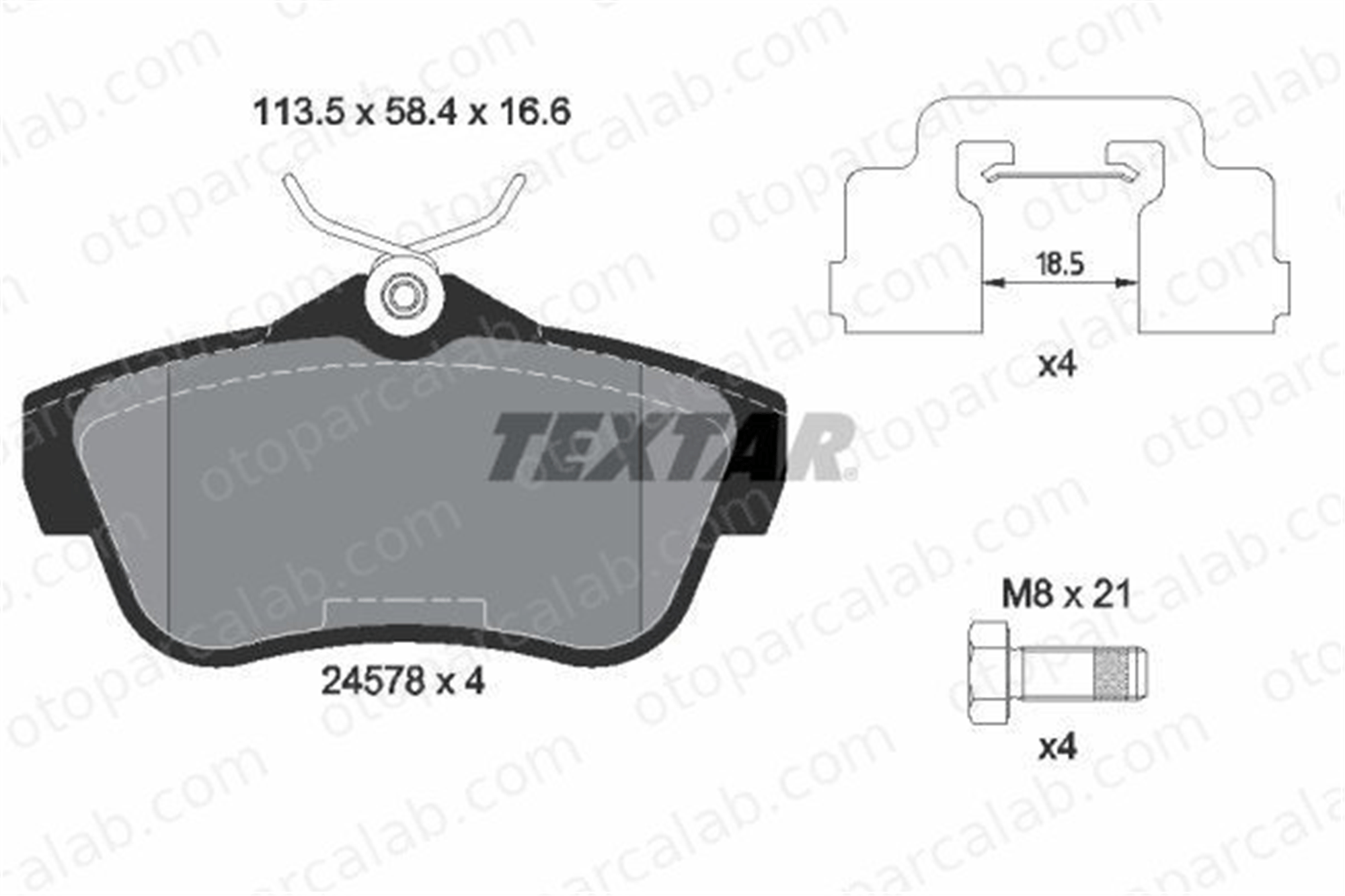 TEXTAR 2457801 Fren Disk Balata Arka PEUGEOT EXPERT TEPEE CITROËN JUMPY 2457801 1611839580
