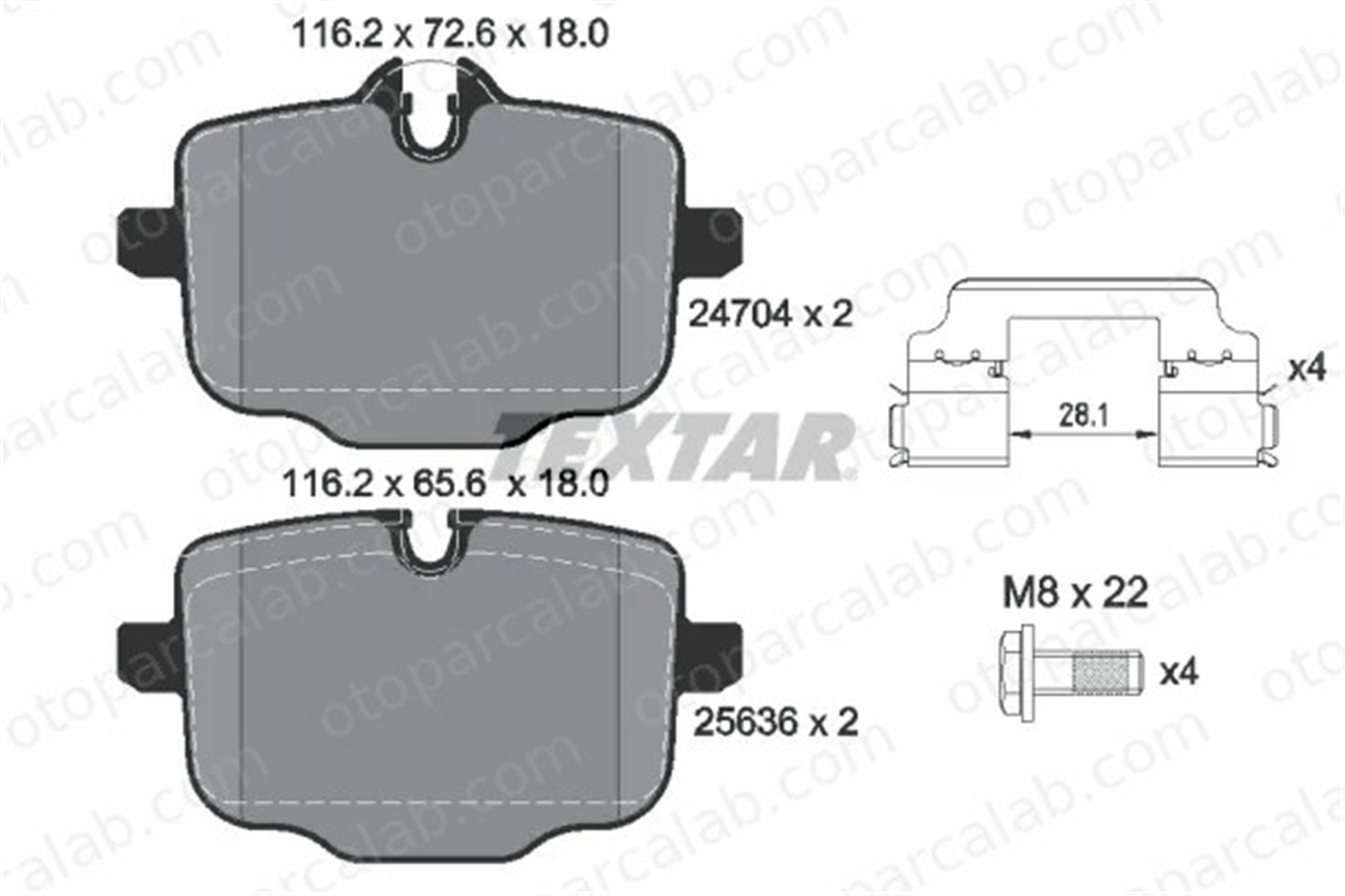 TEXTAR 2470401 Fren Disk Balata Arka BMW 5 5 Touring 34216867175 34216870552