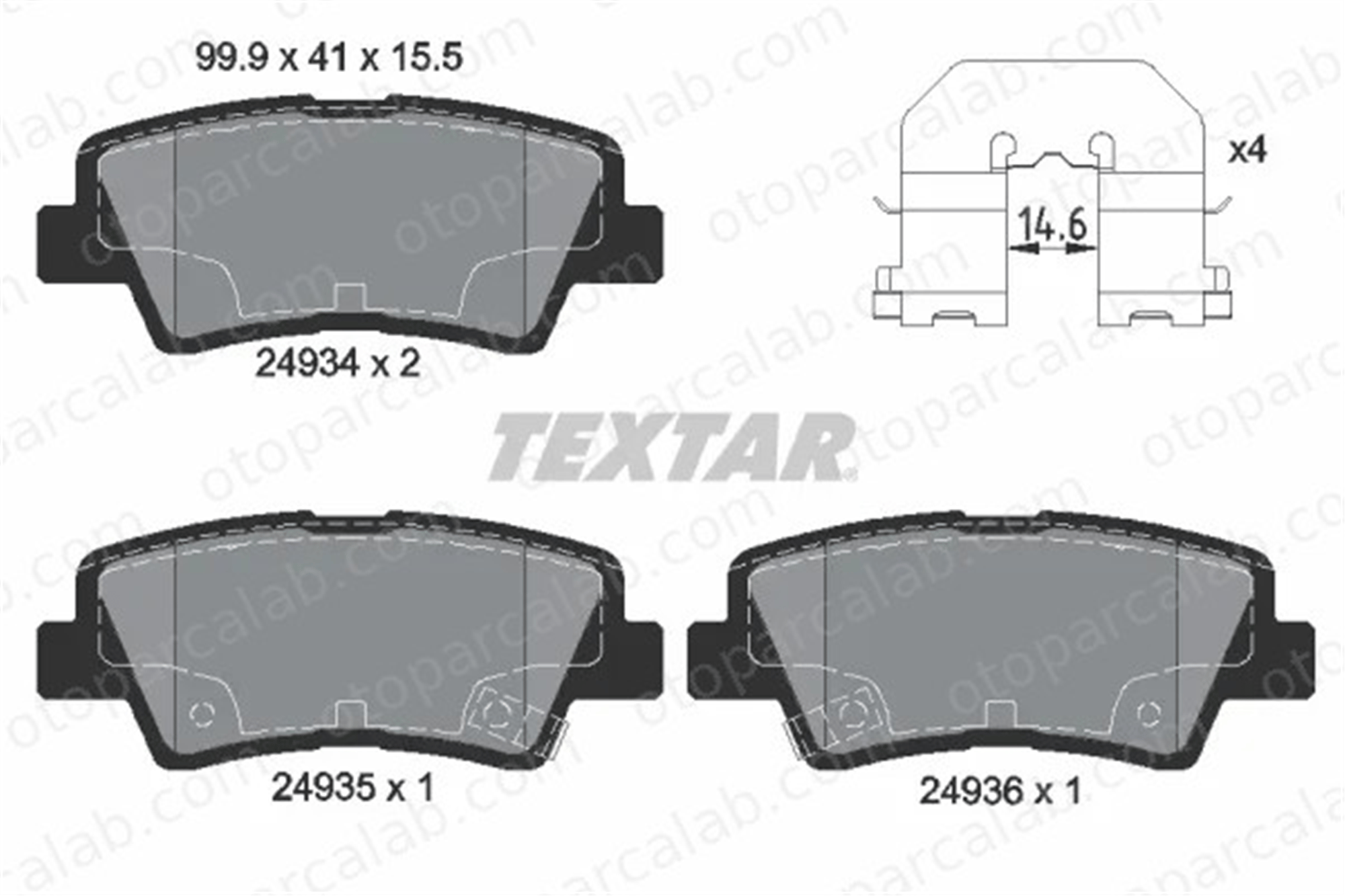 TEXTAR 2493401 Fren Disk Balata Arka HYUNDAI TUCSON SONATA V 583021RA30 583022EA31