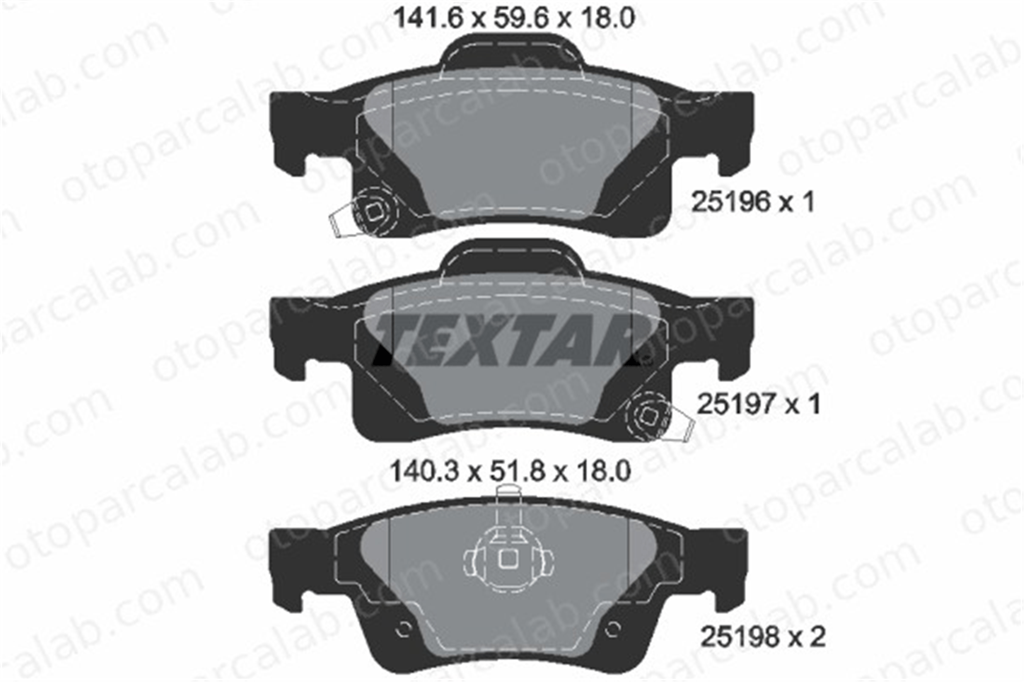 TEXTAR 2519601 Fren Disk Balata Arka JEEP GRAND CHEROKEE IV DODGE DURANGO 68052386AA V2012386AA