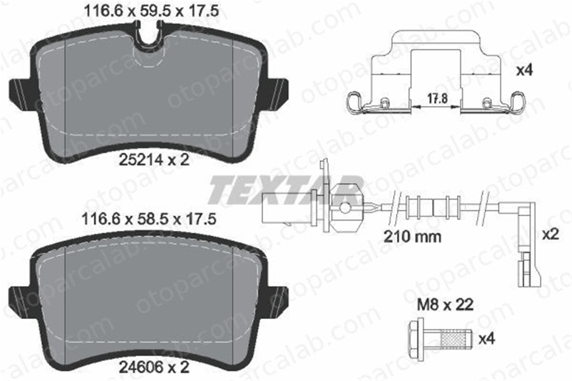 TEXTAR 2521402 Fren Disk Balata Arka AUDI A6 C7 A6 C7 Avant 4G0698451 4G0698451H