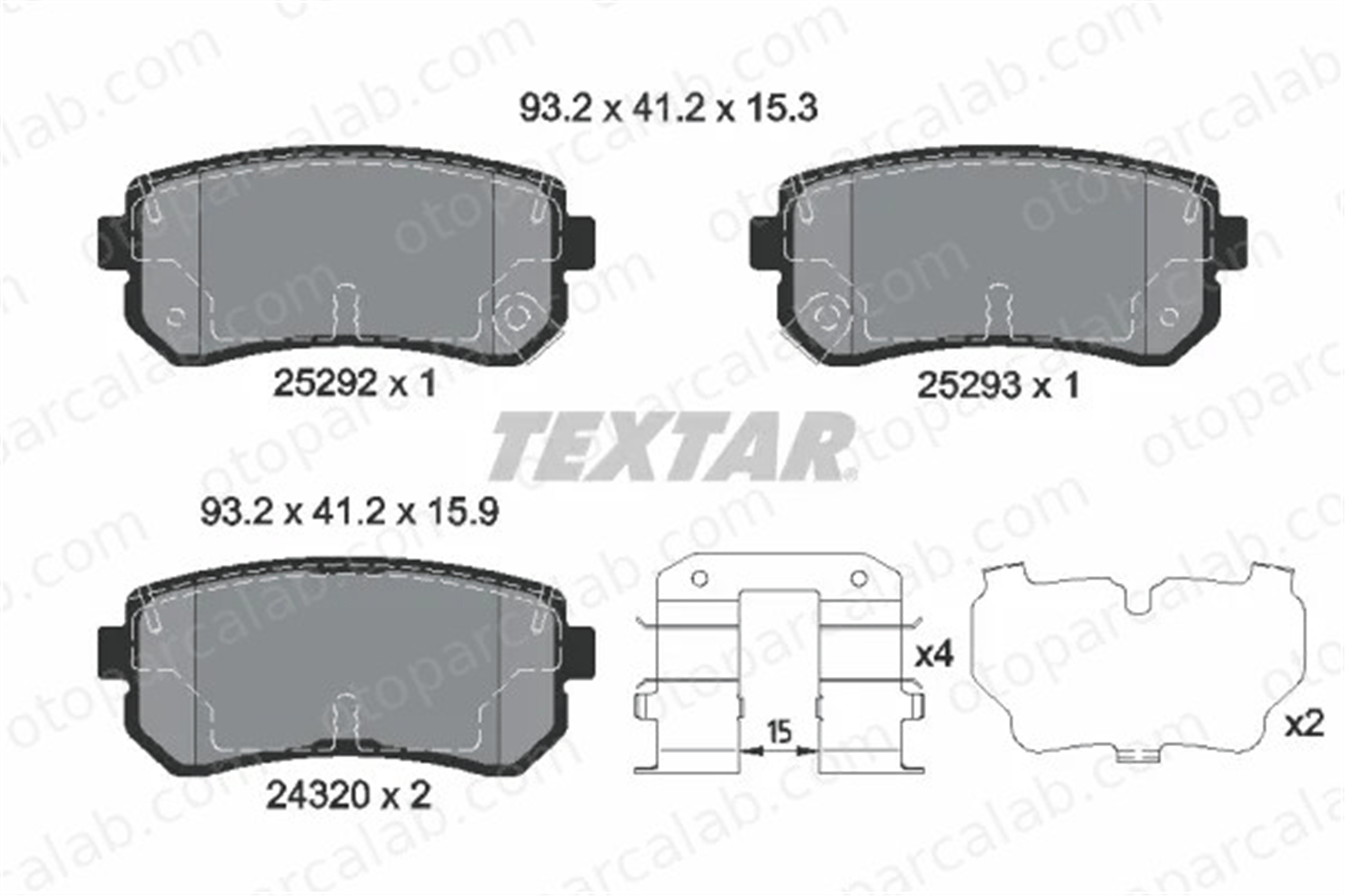 TEXTAR 2529201 Fren Disk Balata Arka HYUNDAI TUCSON KIA SPORTAGE IV 583021HA10 583021HA00