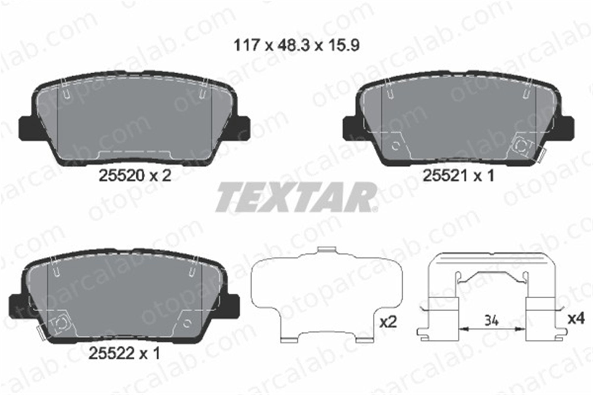 TEXTAR 2552003 Fren Disk Balata Arka HYUNDAI GENESIS Coupe SANTA FÉ III 58302J5A25 583022MA90