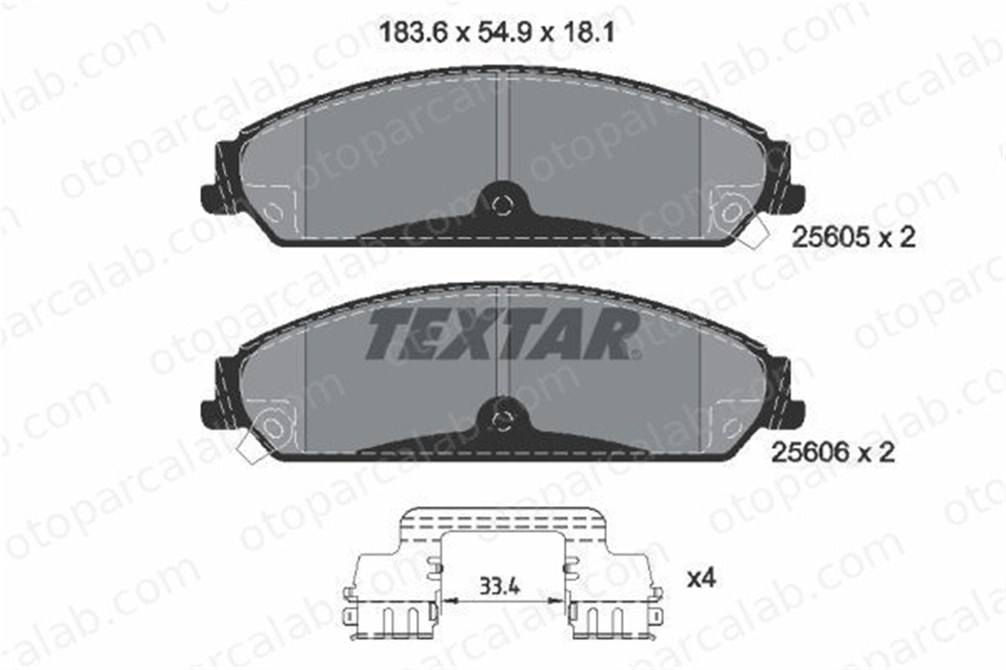 TEXTAR 2560501 Fren Disk Balata Ön CHRYSLER 300C 300C Touring 2560501 5142558AB
