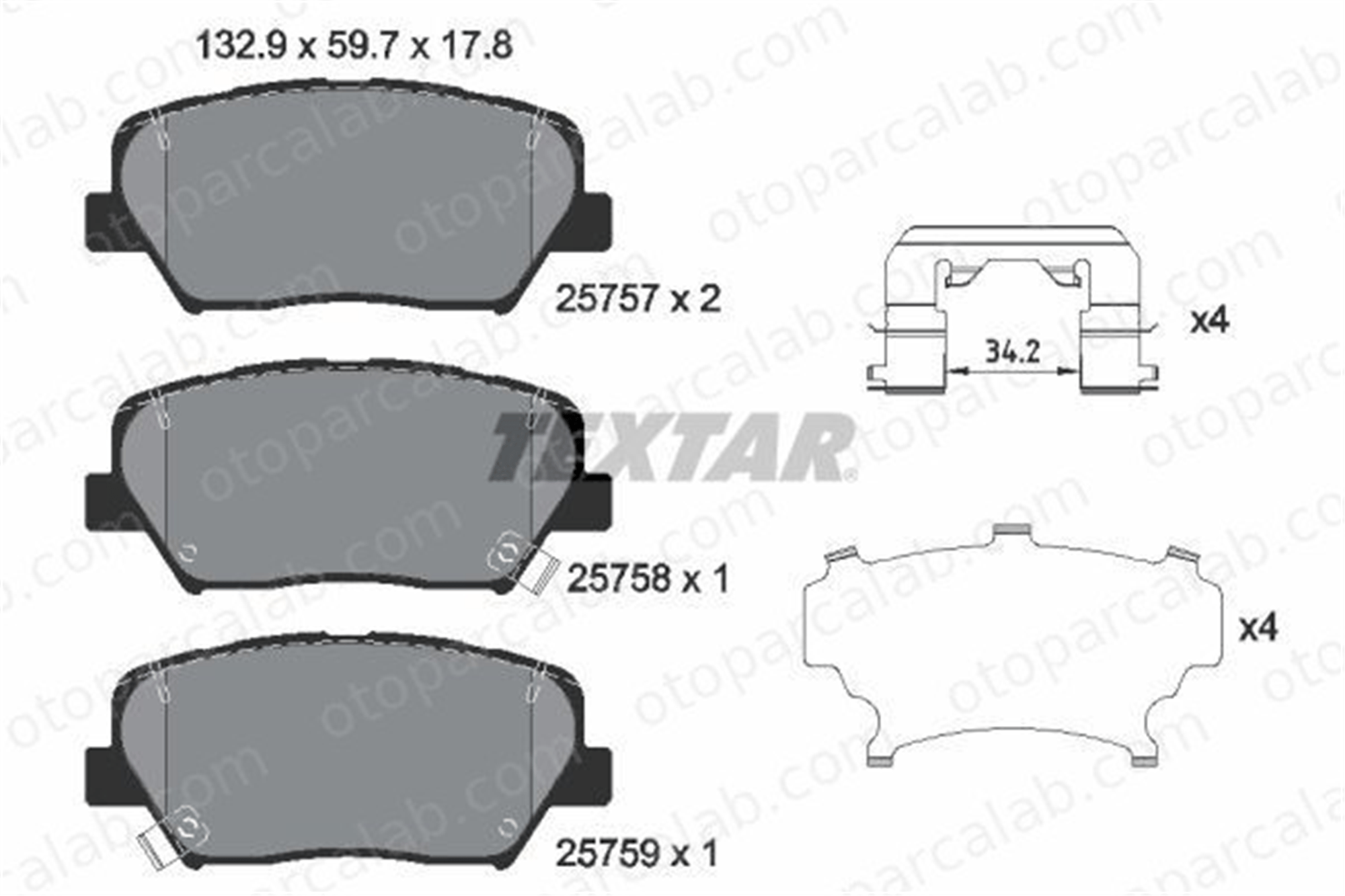 TEXTAR 2575701 Fren Disk Balata Ön HYUNDAI SANTA FÉ III KIA CARENS IV 58101A6A03 581013VA70