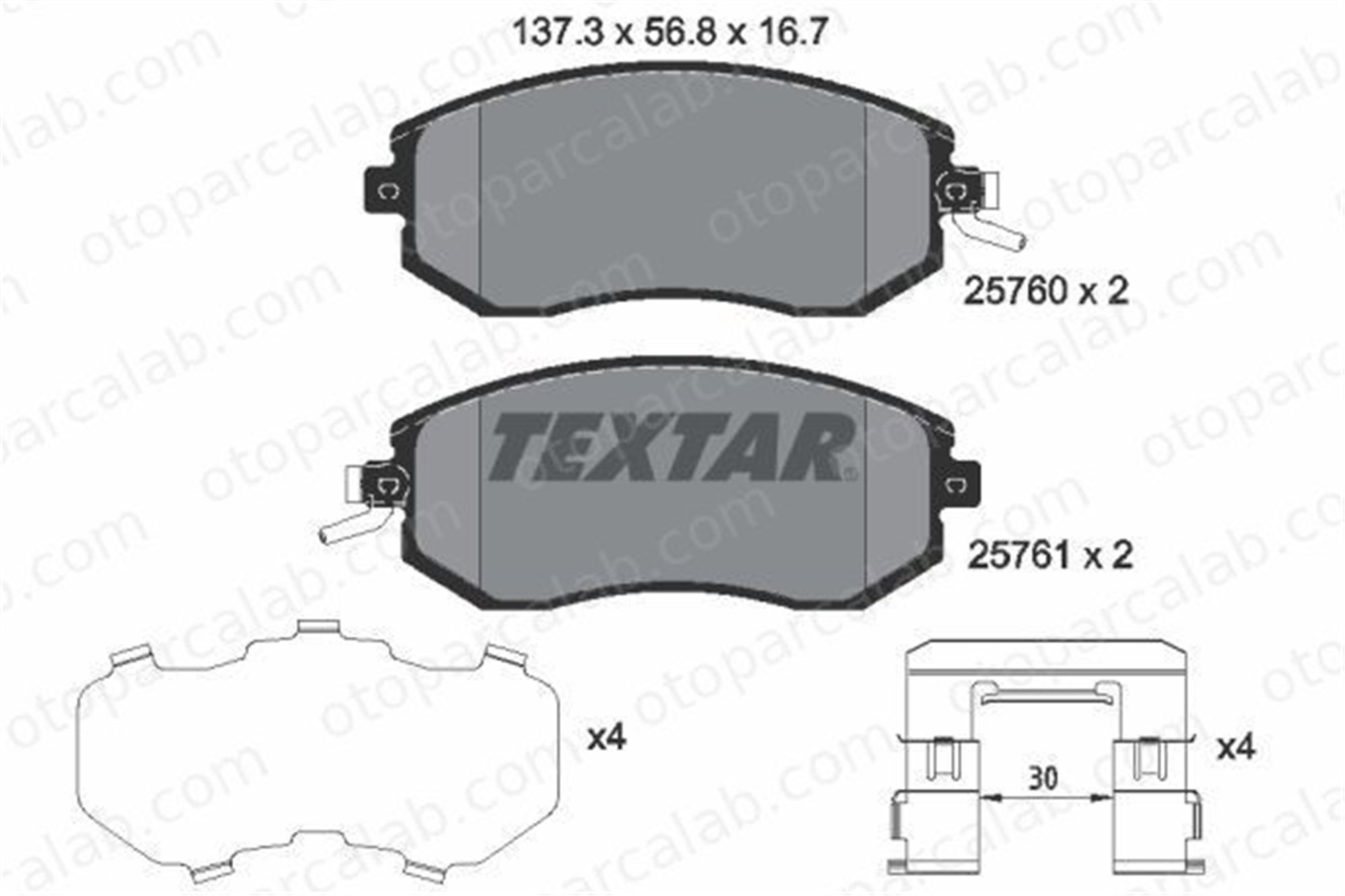 TEXTAR 2576001 Fren Disk Balata Ön SUBARU FORESTER OUTBACK 26296AJ02A 26296FJ010