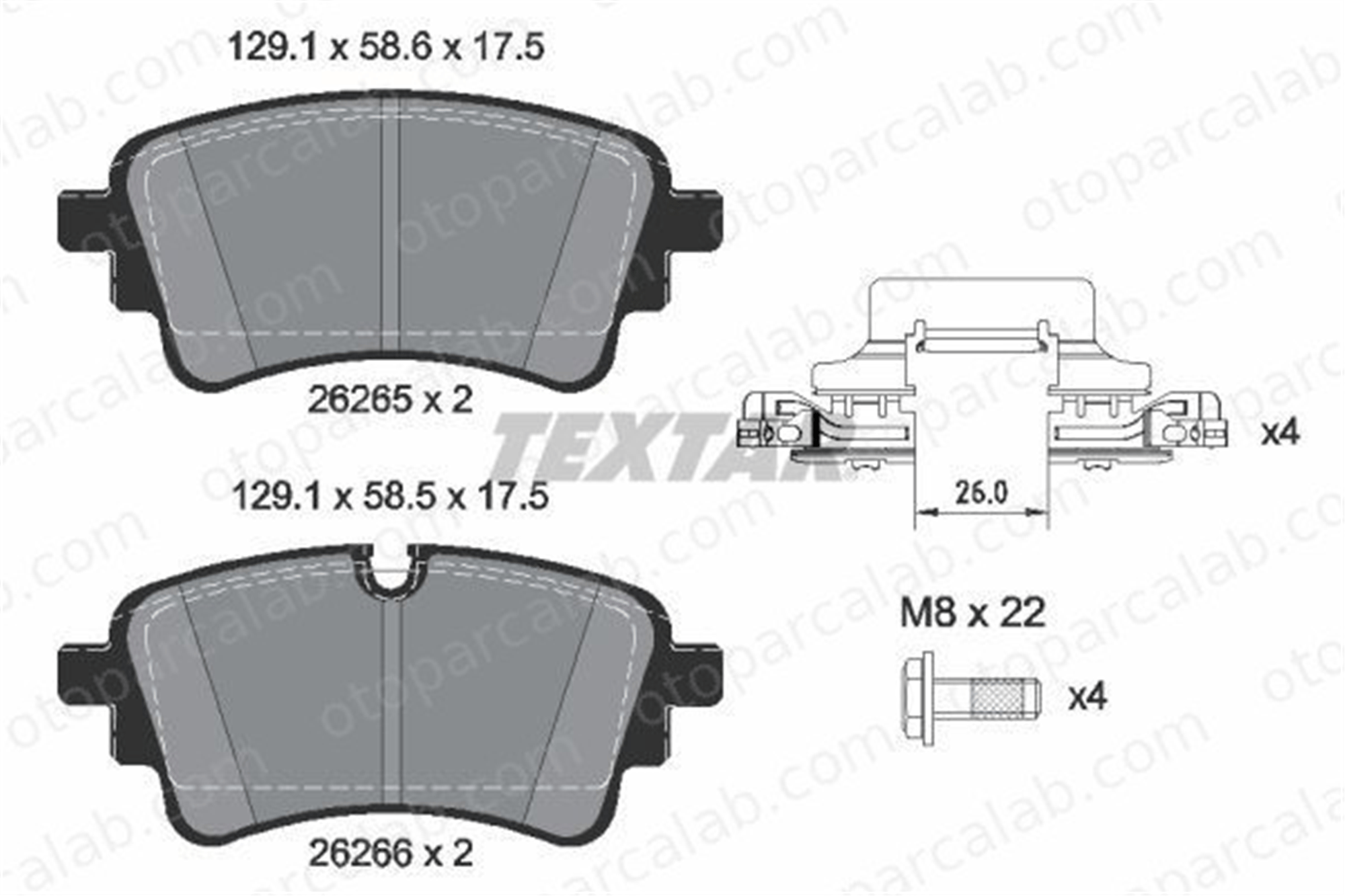 TEXTAR 2626501 Fren Disk Balata Arka AUDI A5 Sportback A5 80A698451G 4M0698451BC