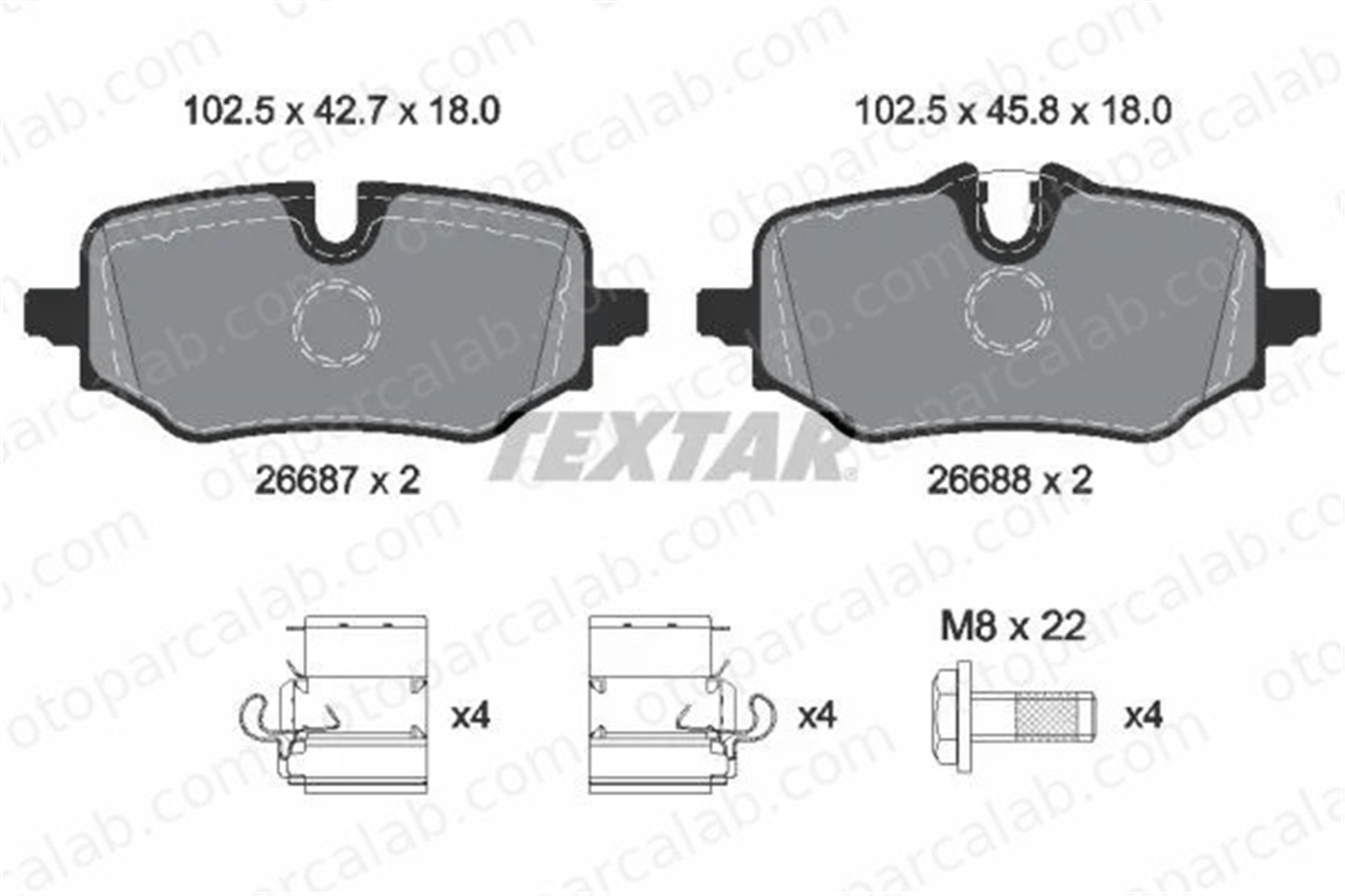 TEXTAR 2668701 Fren Disk Balata Arka BMW X1 34208834998 8834998