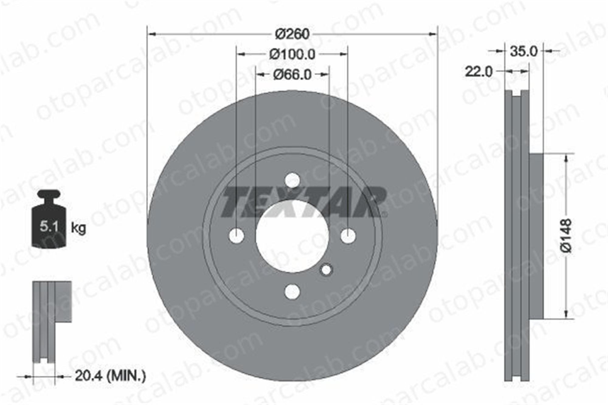 TEXTAR 92026503 Fren Disk Ayna Ön Sağ ve Sol BMW 3 3 Touring 34111160915 1154749