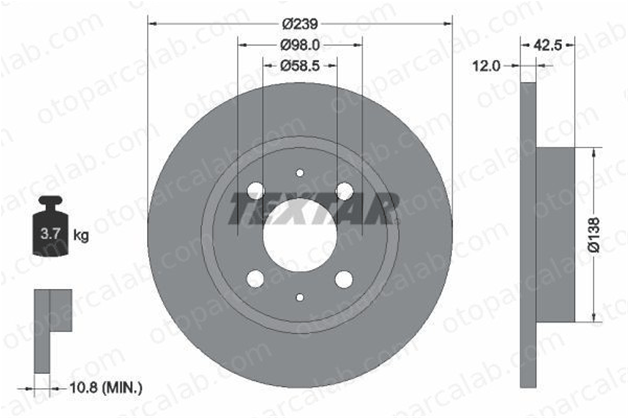 TEXTAR 92039100 Fren Disk Ayna Ön Sağ ve Sol LADA SAMARA SAMARA Sedan 21083501070