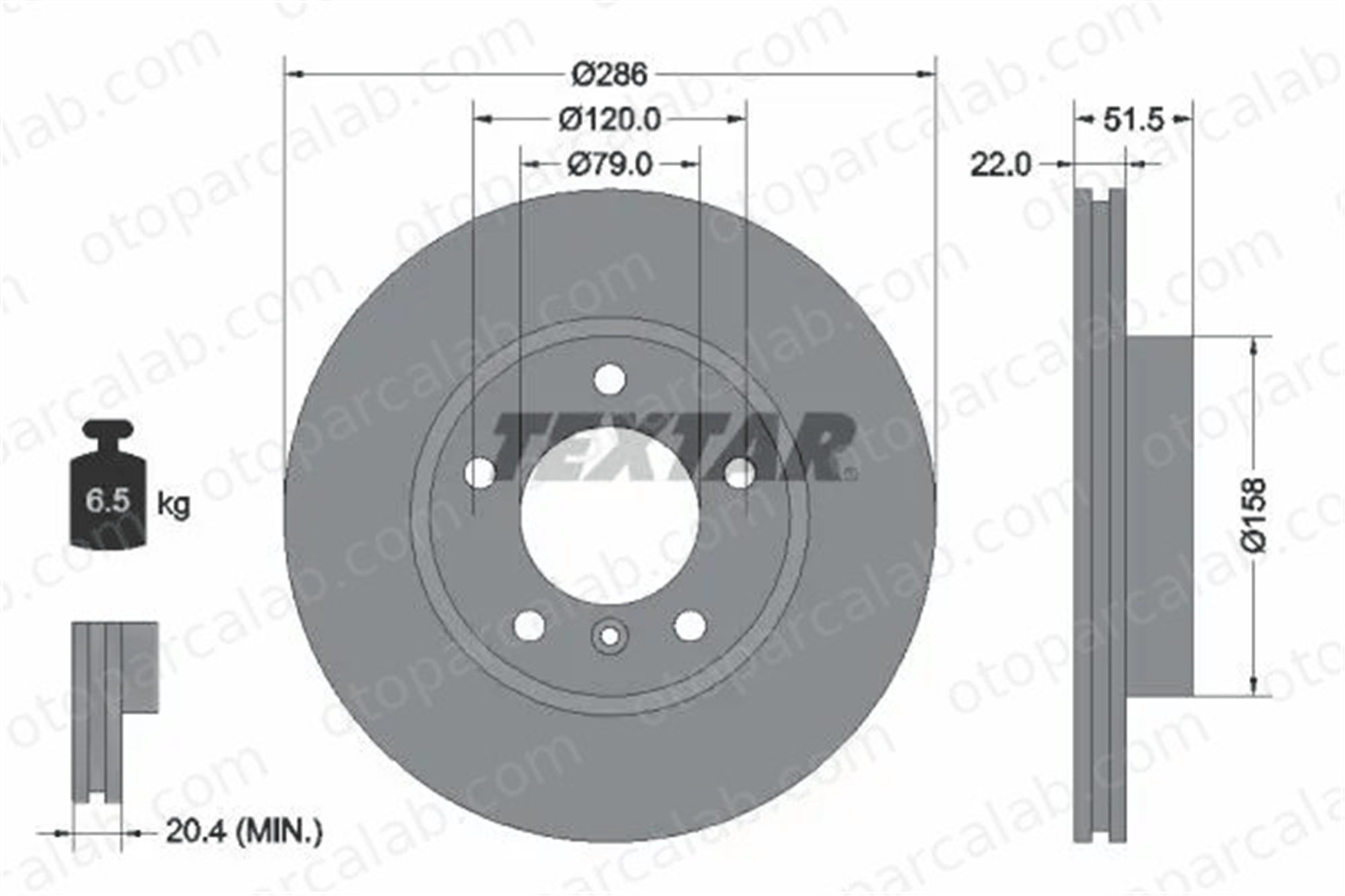 TEXTAR 92055605 Fren Disk Ayna Ön Sağ ve Sol BMW 3 3 Touring 34116864060 1160674
