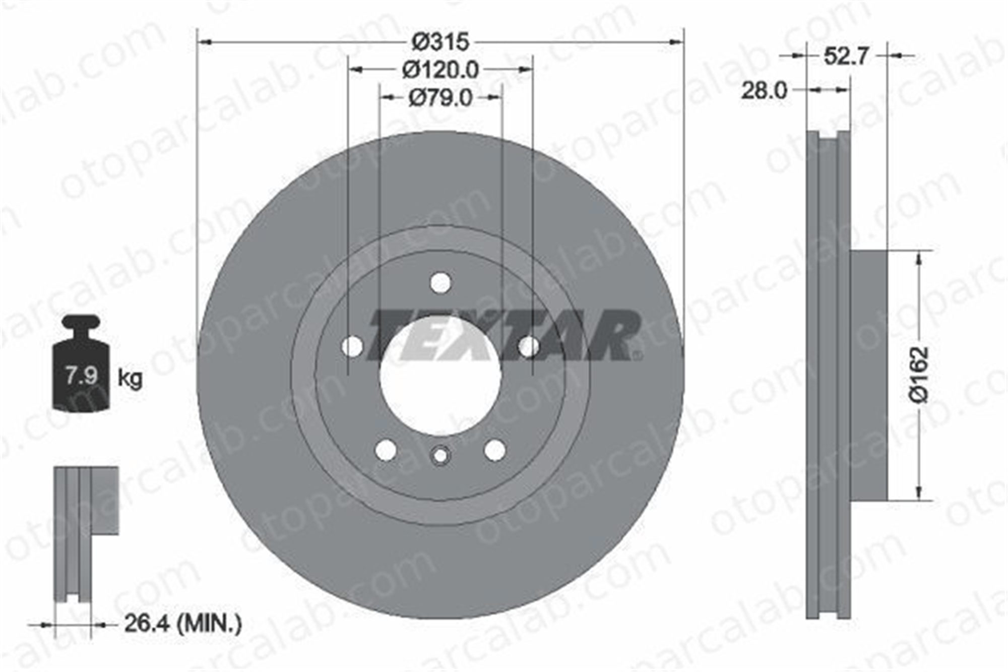 TEXTAR 92071203 Fren Disk Ayna Ön Sağ ve Sol BMW 3 Coupe 3 34112227172 2227172