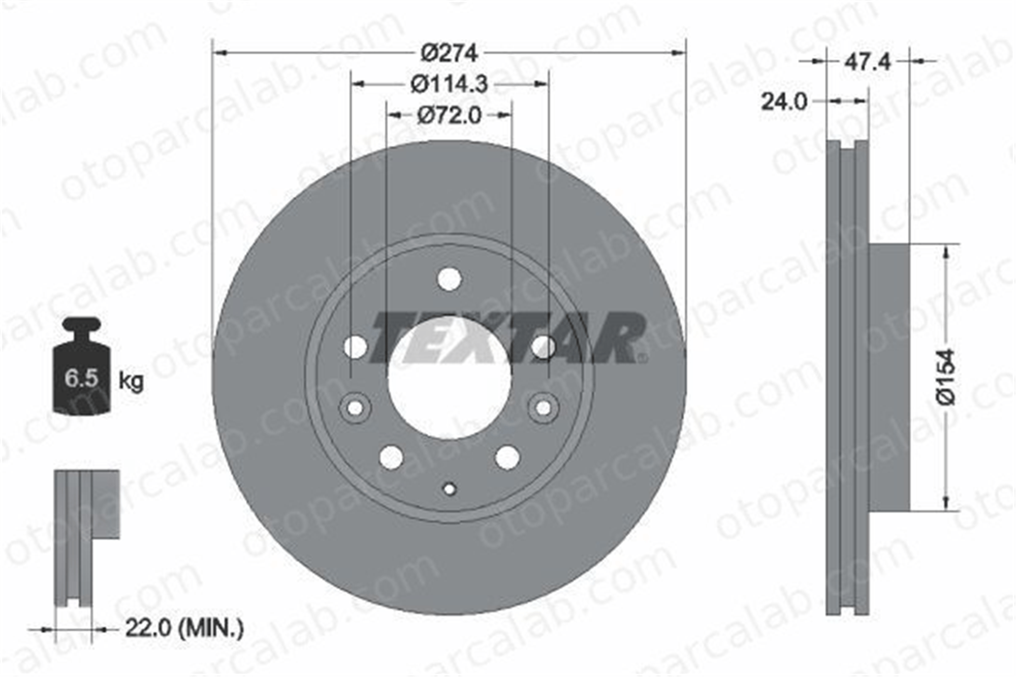 TEXTAR 92110400 Fren Disk Ayna Ön Sağ ve Sol MAZDA 626 V Station Wagon PREMACY FC013325X FA013325X