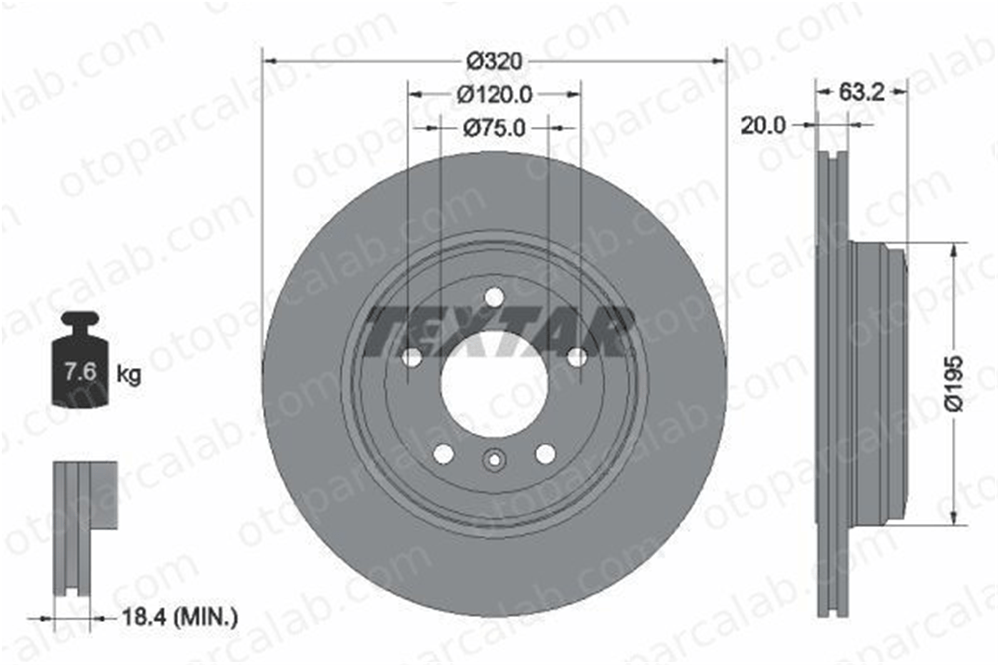 TEXTAR 92122703 Fren Disk Ayna Arka Sağ ve Sol BMW 5 5 Touring 34216772085 34216753215