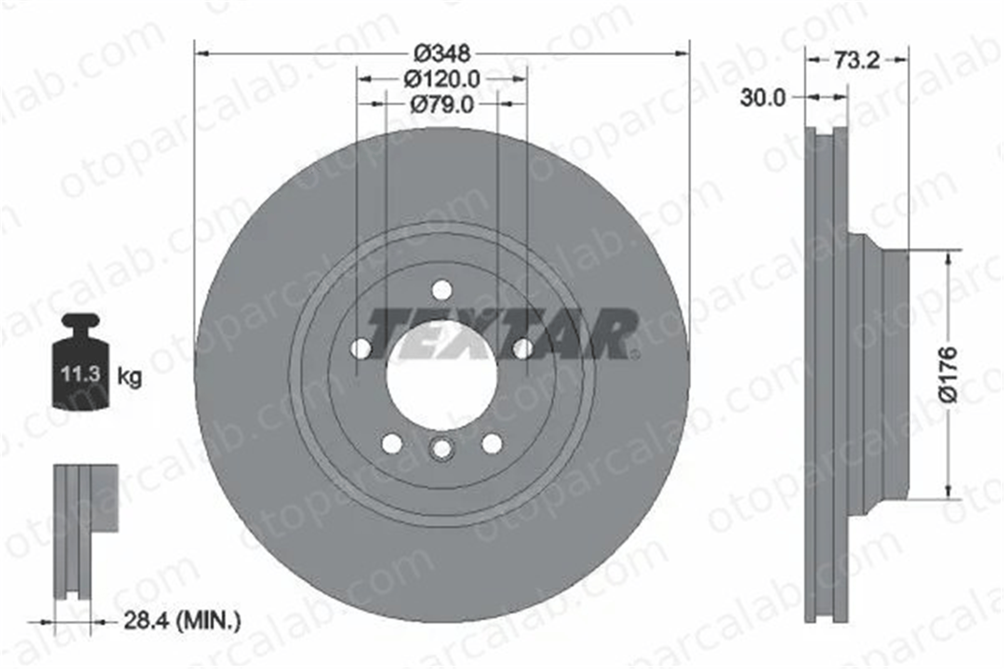 TEXTAR 92155303 Fren Disk Ayna Ön Sağ ve Sol BMW 3 Touring 3 34116855000 34116770729