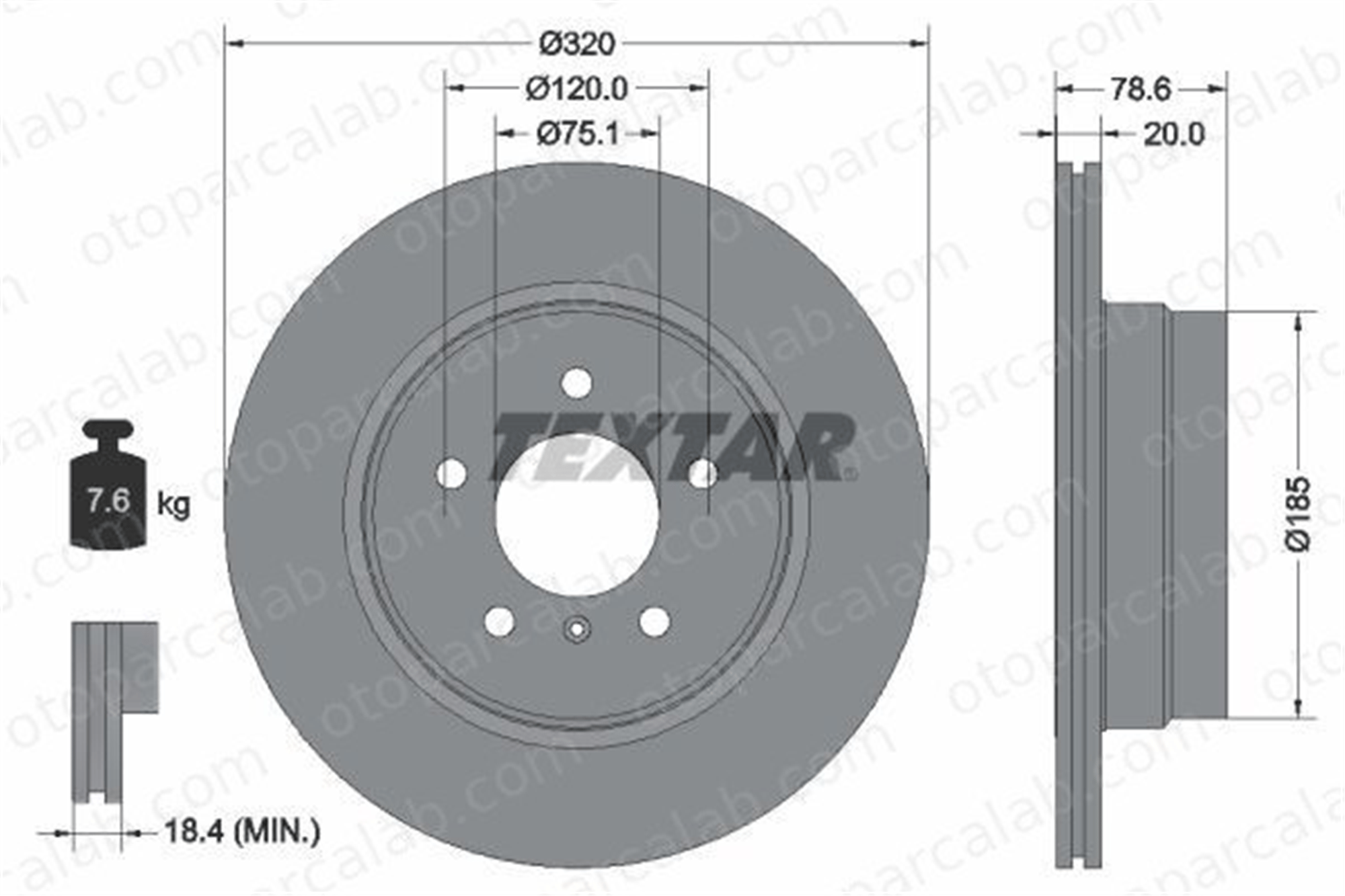 TEXTAR 92161103 Fren Disk Ayna Arka Sağ ve Sol BMW X5 X6 34216886479 34216771970
