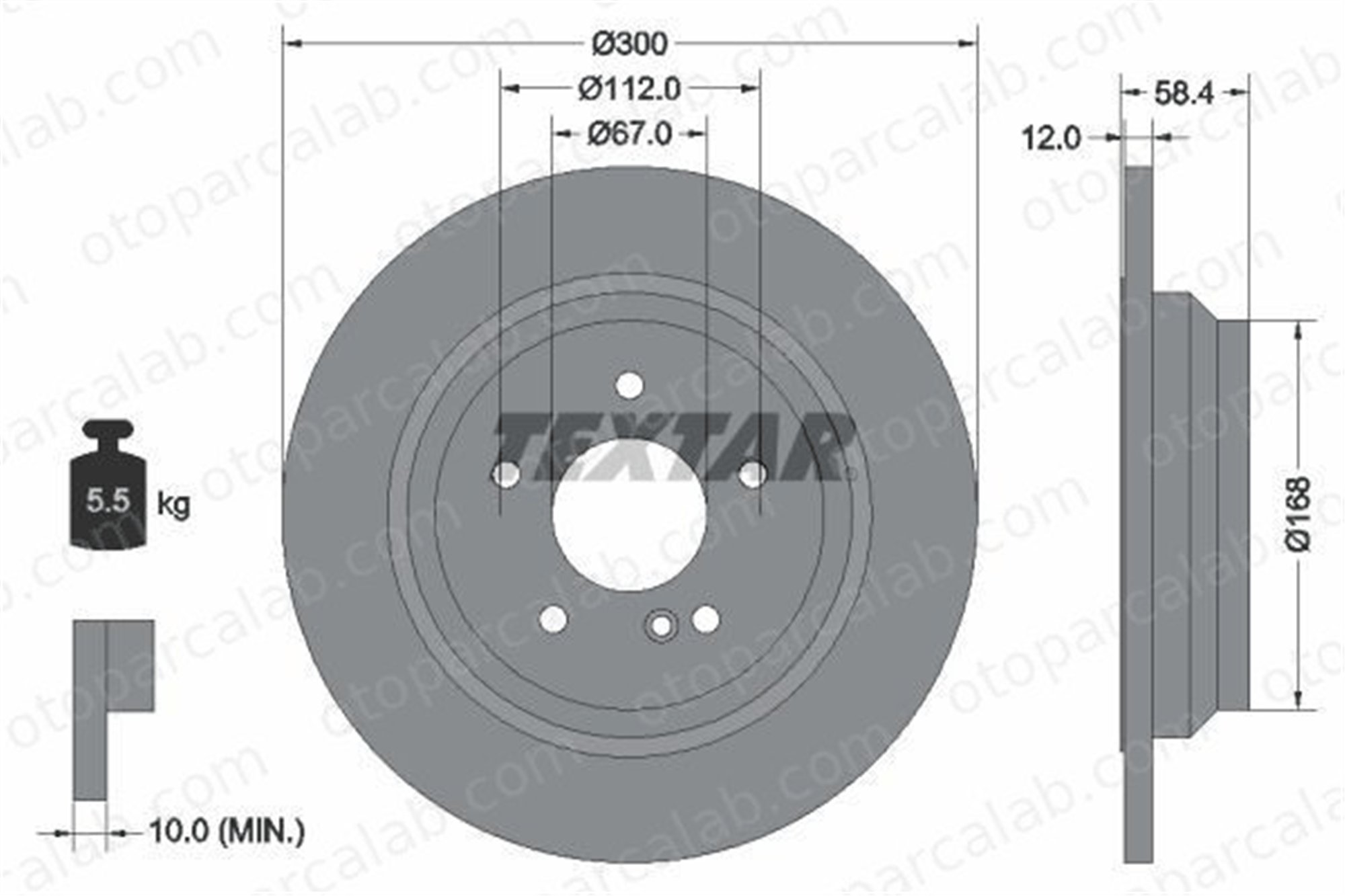 TEXTAR 92176503 Fren Disk Ayna Arka Sağ ve Sol MERCEDES-BENZ S-SERISI SL A2214230712 2214230712