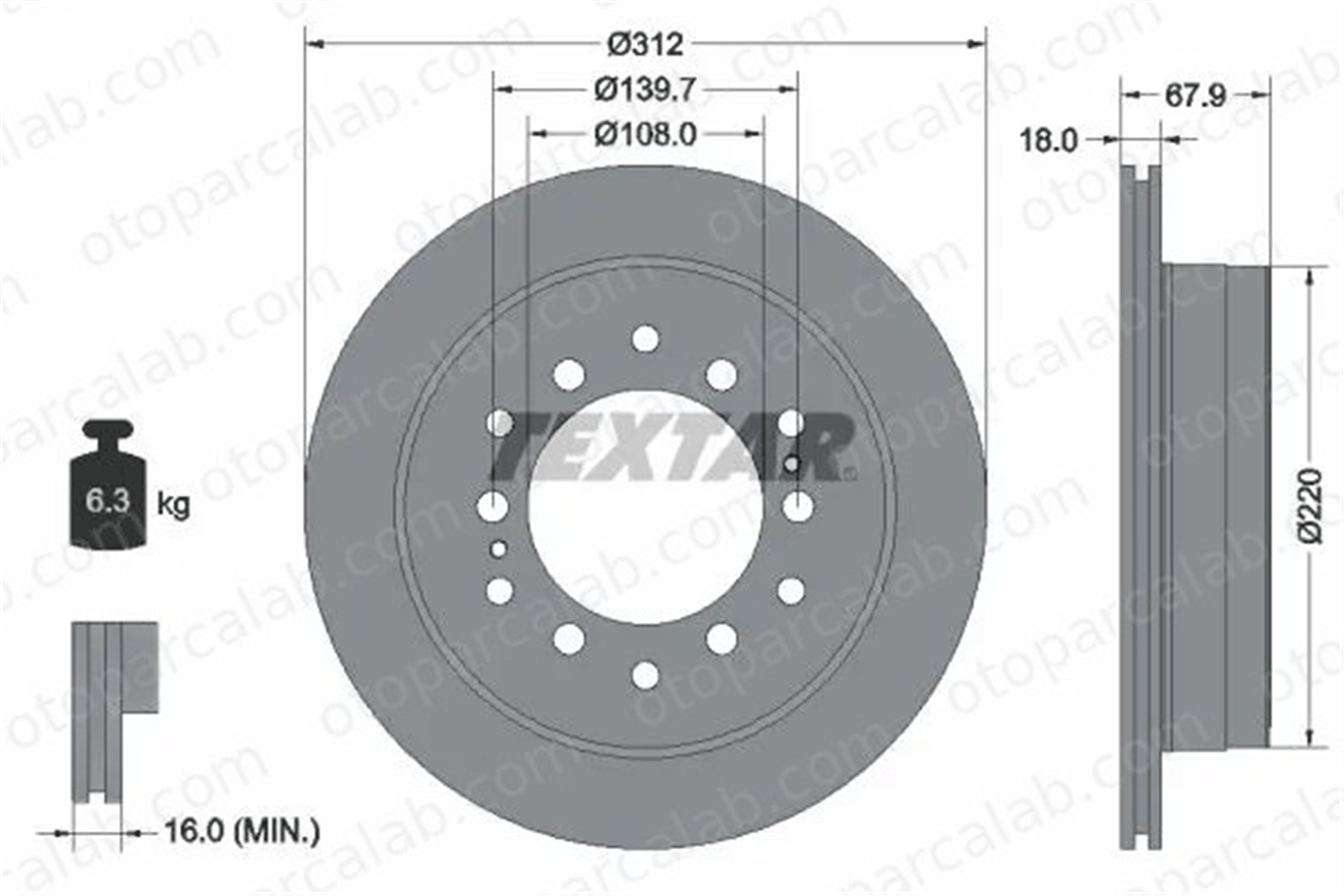 TEXTAR 92231003 Fren Disk Ayna Arka Sağ ve Sol TOYOTA LAND CRUISER PRADO FORTUNER 424310K230 4243160311