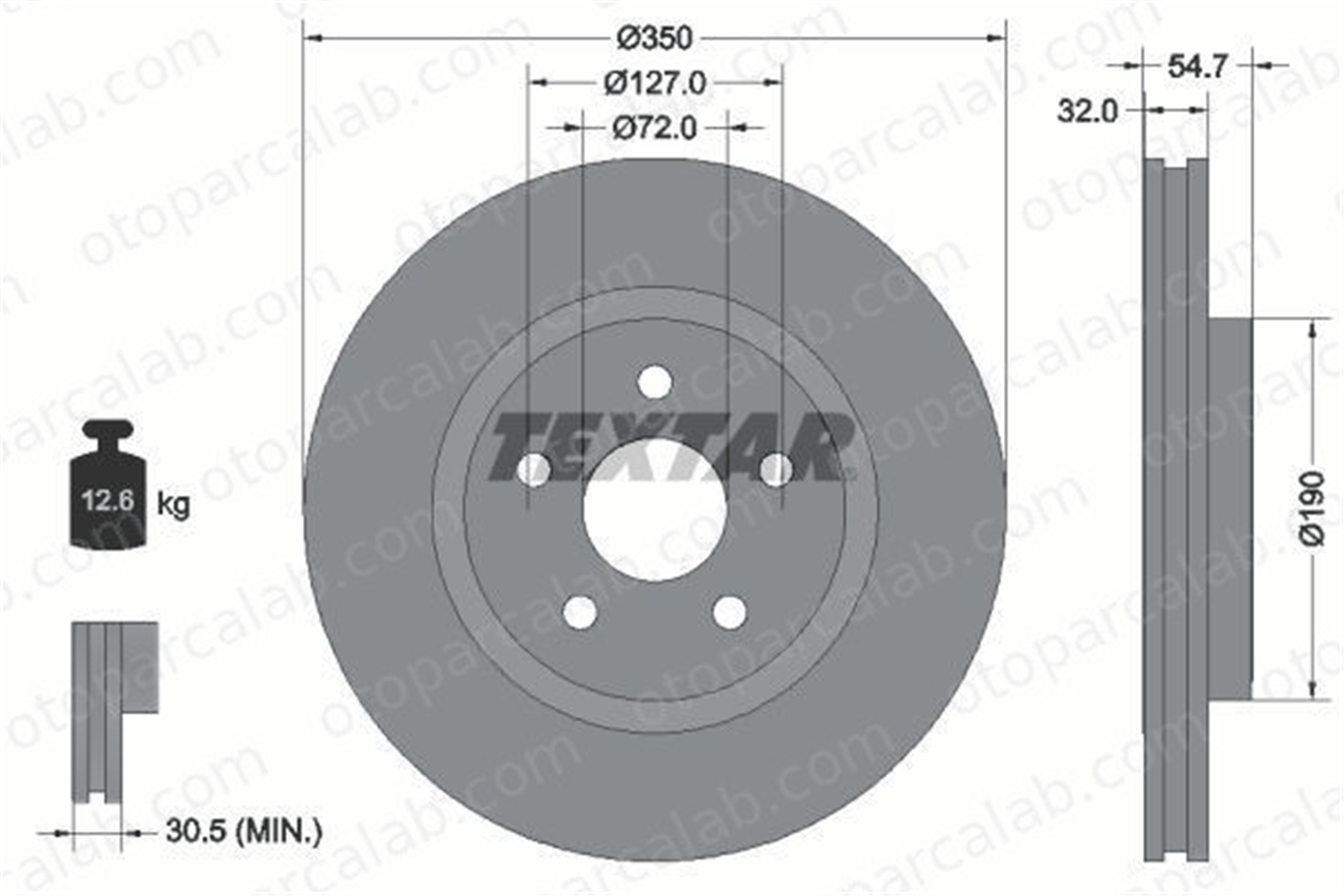 TEXTAR 92272205 Fren Disk Ayna Ön Sağ ve Sol JEEP GRAND CHEROKEE IV DODGE DURANGO 68035012AB 2AMV5012AD