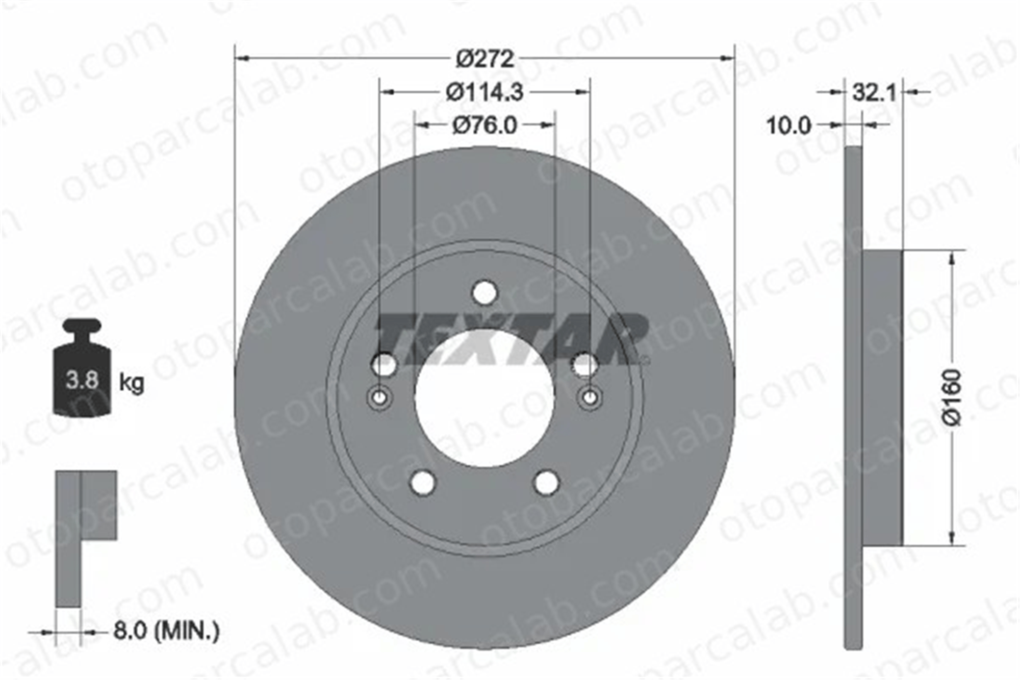 TEXTAR 92291703 Fren Disk Ayna Arka Sağ ve Sol HYUNDAI i30 i30 Station wagon 58411G4300